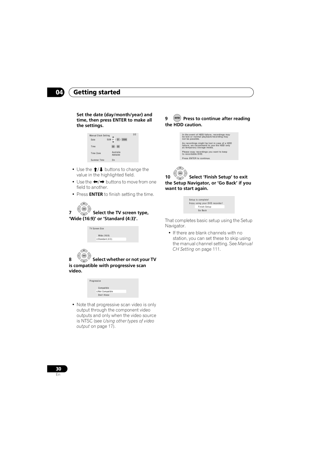 Pioneer DVR-640H-S manual ‘Wide 169’ or ‘Standard 43’, Is compatible with progressive scan video 