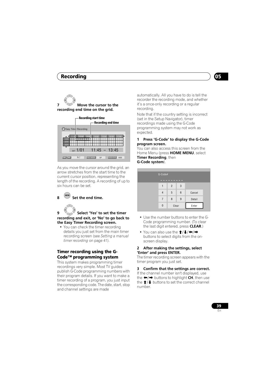 Pioneer DVR-640H-S manual Timer recording using the G- Code programming system, Code system 