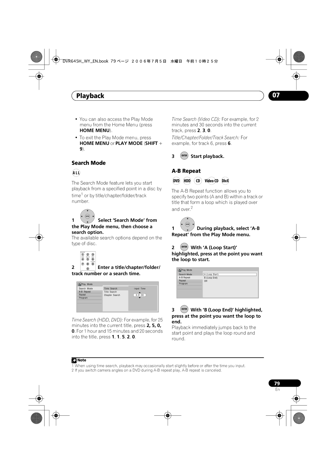 Pioneer DVR-545H-S, DVR-645H-S manual Search Mode, Repeat 