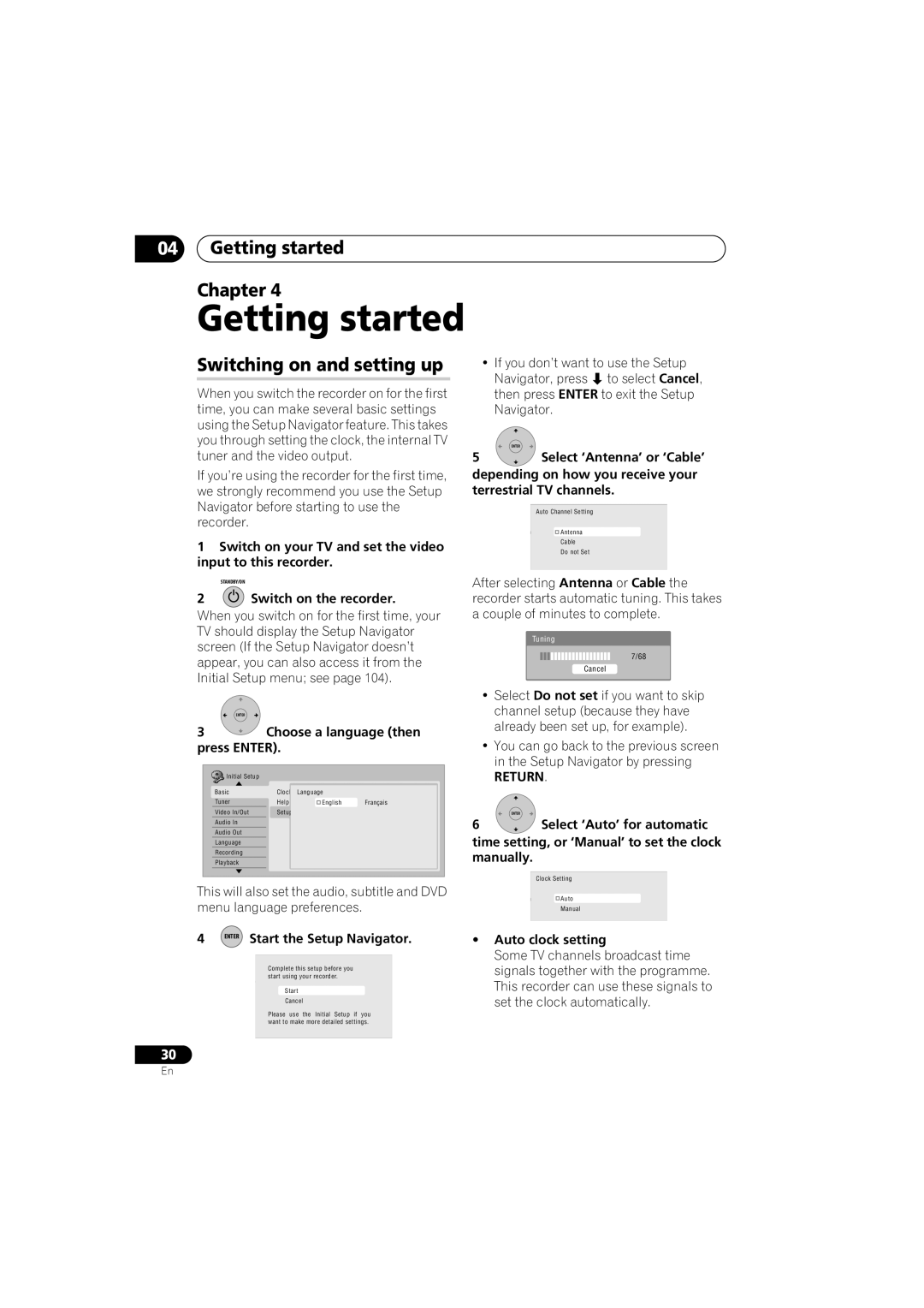 Pioneer DVR-650H-K operating instructions Getting started Chapter, Switching on and setting up 