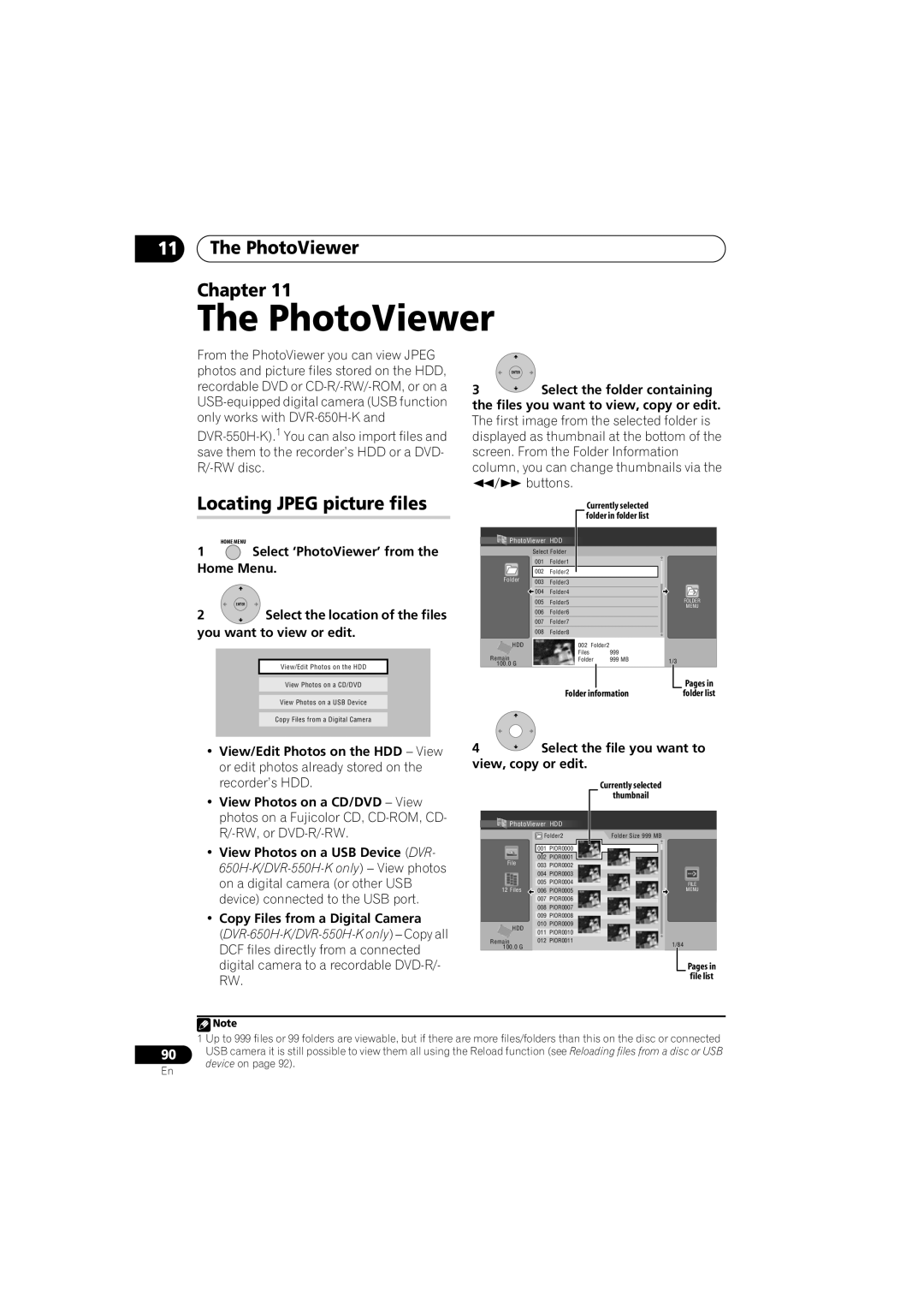 Pioneer DVR-650H-K operating instructions PhotoViewer Chapter, Locating Jpeg picture files 