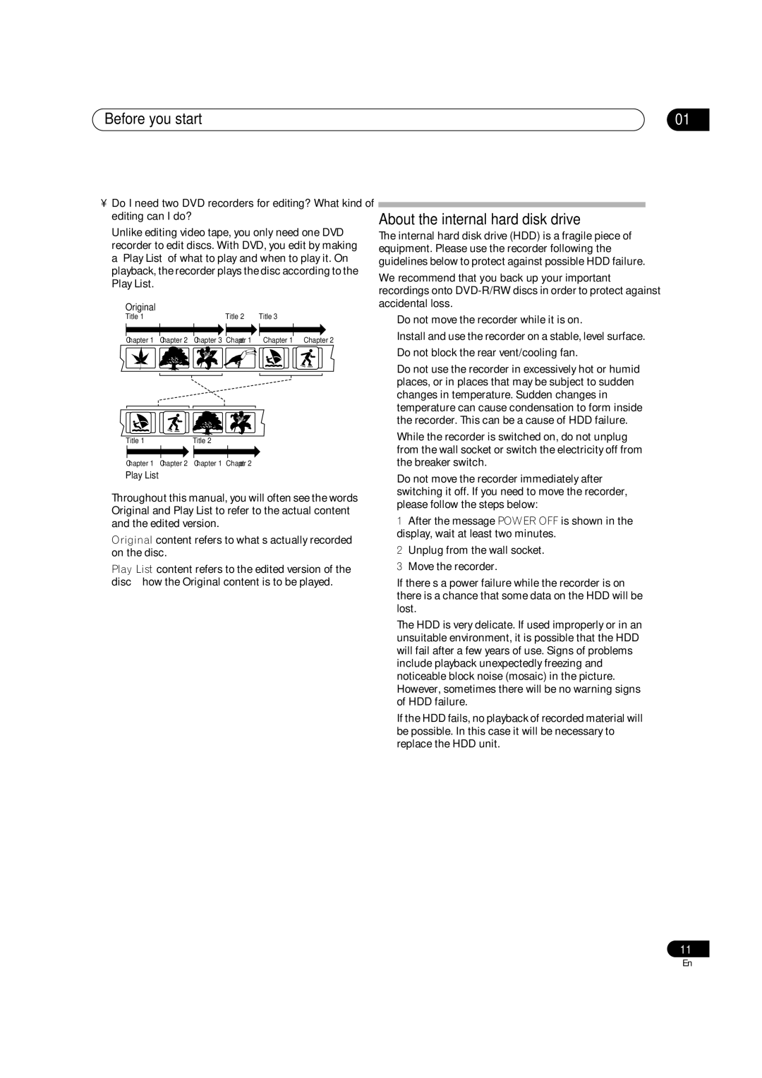 Pioneer DVR-520H, DVR-720H manual About the internal hard disk drive 