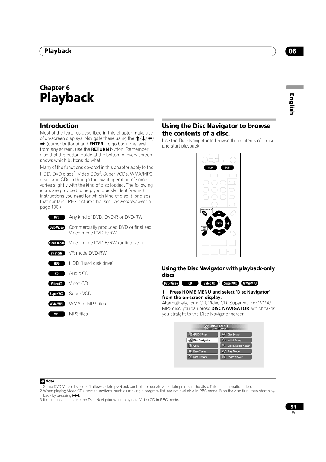 Pioneer DVR-920H Playback Chapter, Introduction, Using the Disc Navigator to browse the contents of a disc 