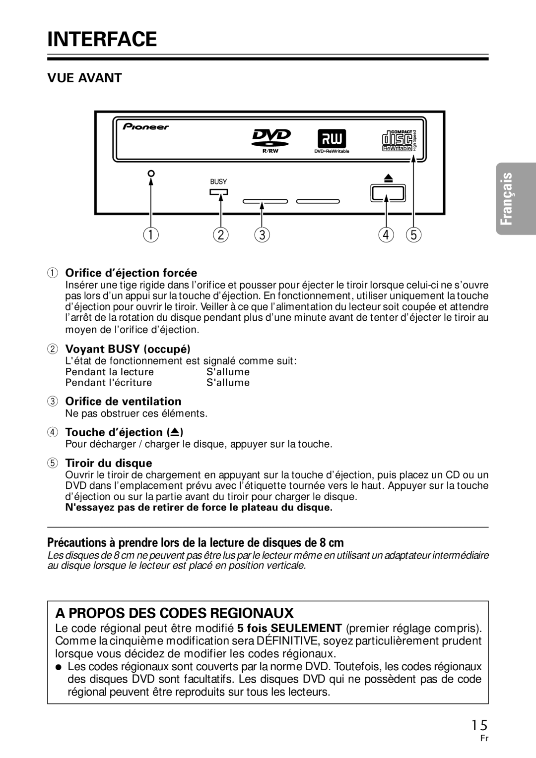 Pioneer DVR-A06U operating instructions VUE Avant 