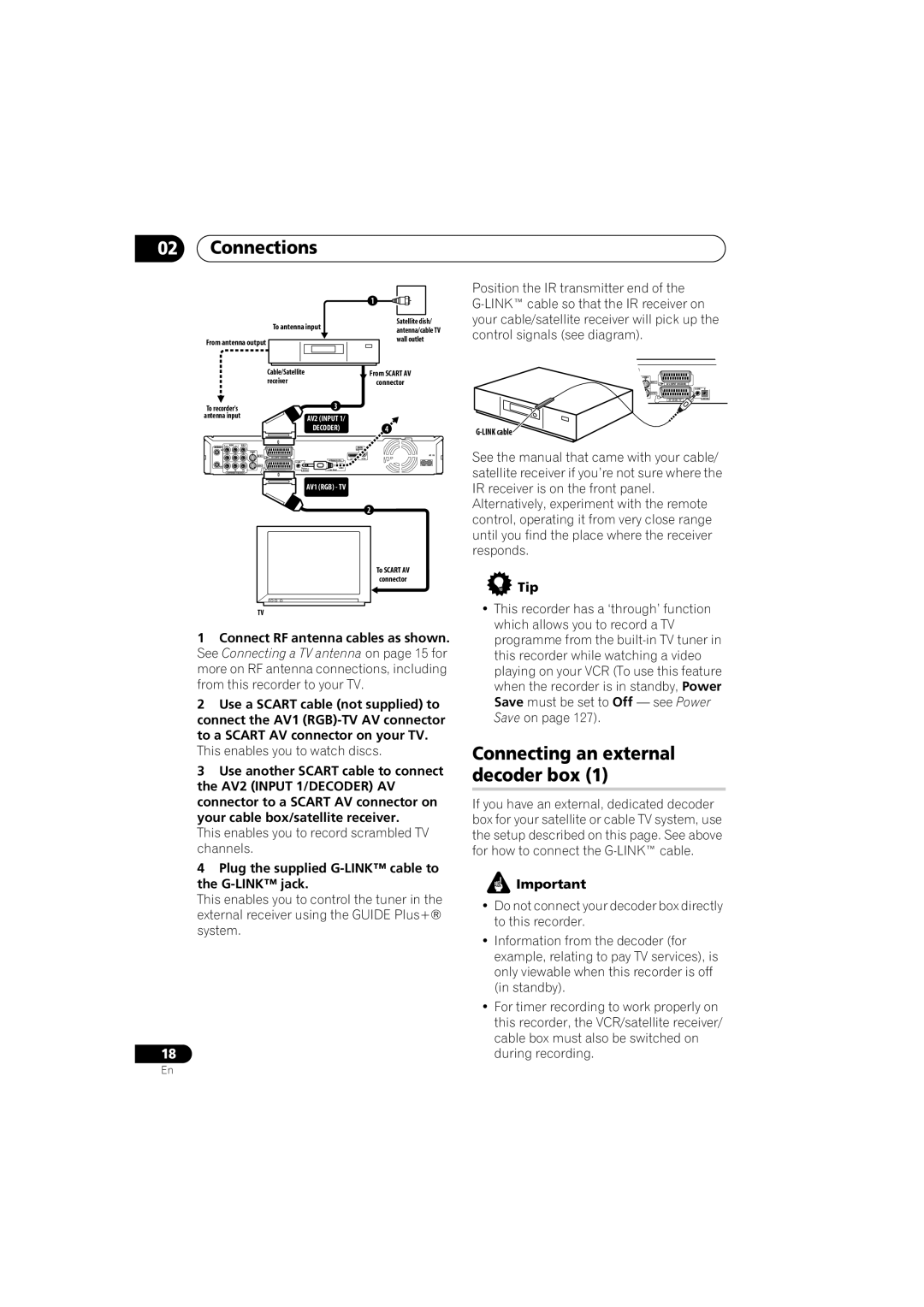 Pioneer DVR-LX60D manual Connecting an external decoder box, This enables you to watch discs 