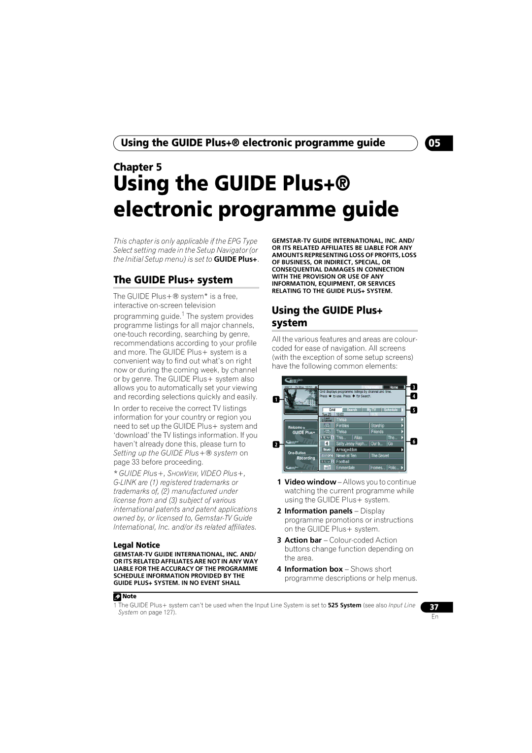 Pioneer DVR-LX60D manual Using the Guide Plus+ electronic programme guide Chapter, Guide Plus+ system, System, Legal Notice 