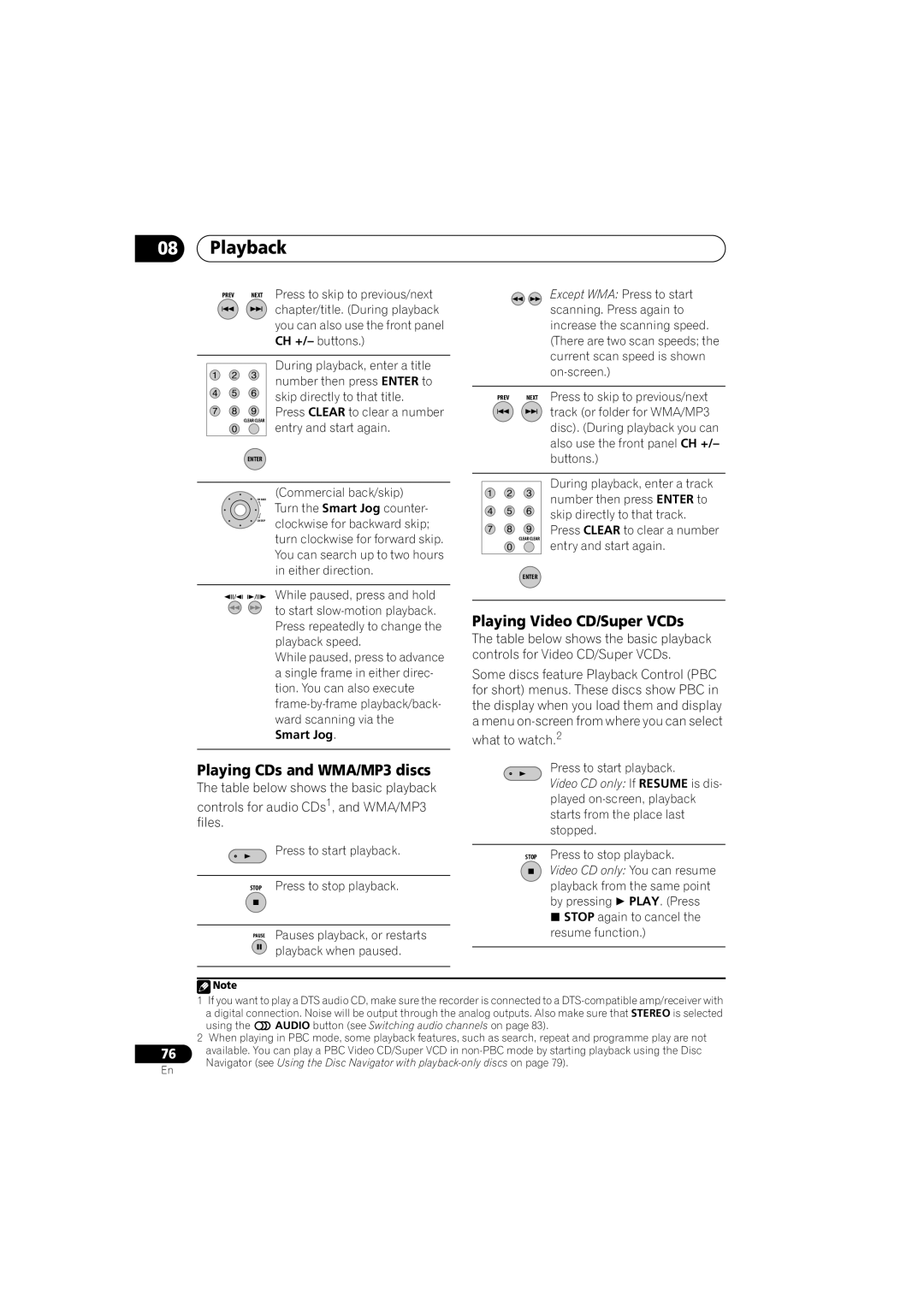 Pioneer DVR-LX60D manual Playing CDs and WMA/MP3 discs, Playing Video CD/Super VCDs, Entry and start again 