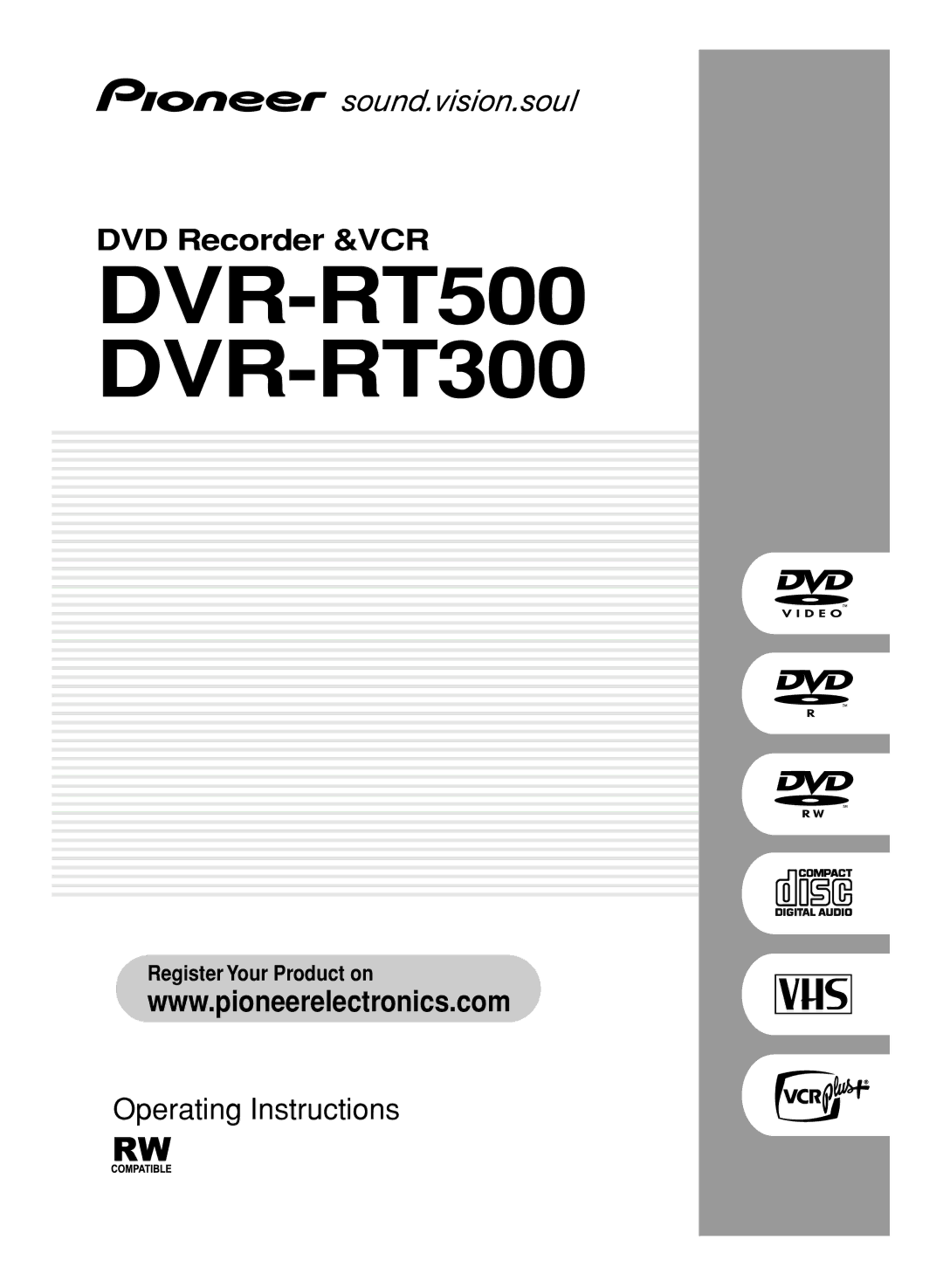 Pioneer manual DVR-RT500DVR-RT300 