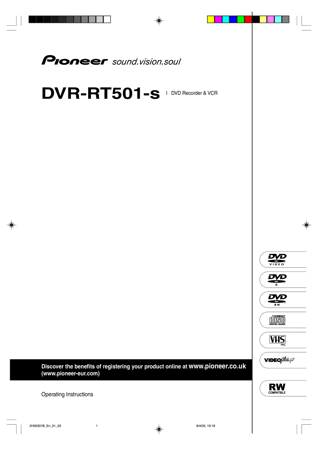 Pioneer DVR-RT501-S operating instructions DVR-RT501-s 