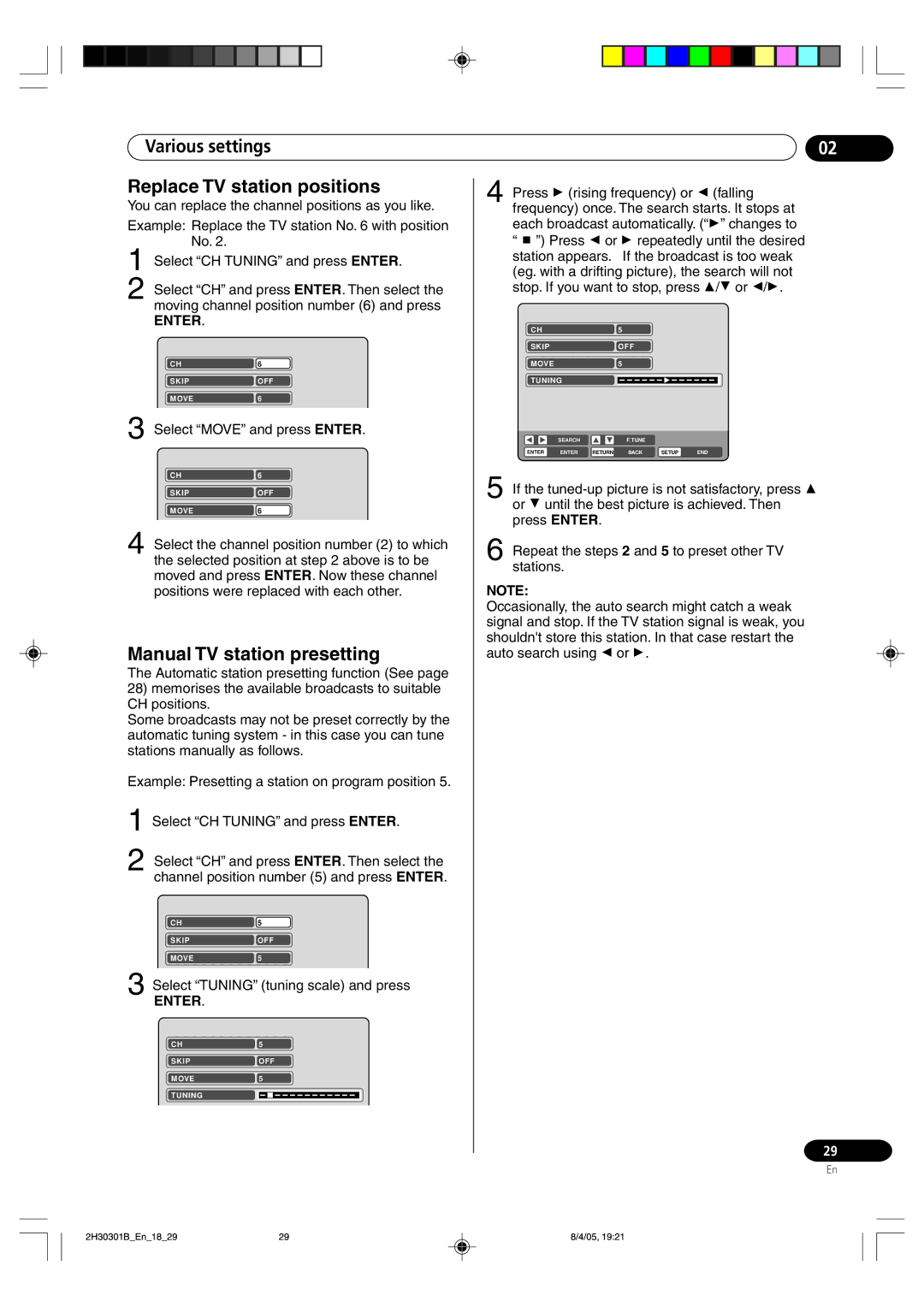 Pioneer DVR-RT501-S operating instructions Various settings Replace TV station positions, Manual TV station presetting 