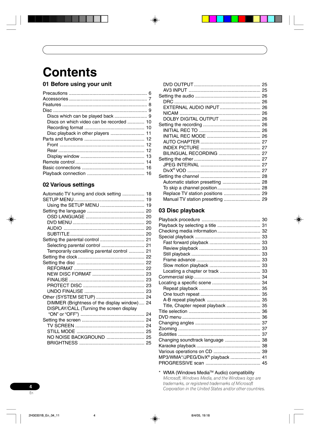 Pioneer DVR-RT501-S operating instructions Contents 