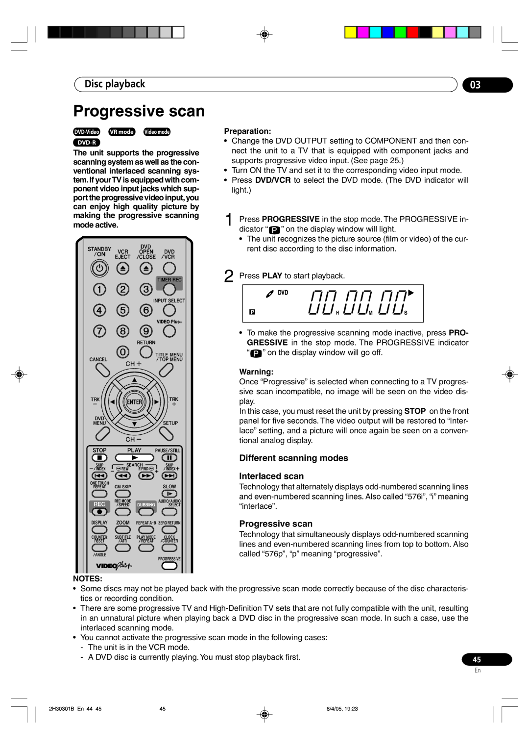 Pioneer DVR-RT501-S operating instructions Progressive scan, Different scanning modes Interlaced scan 