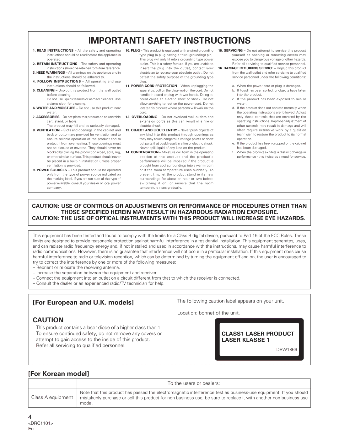 Pioneer DVR-S201 manual To ensure safety, do not remove any covers or, Attempt to gain access to the inside of this product 