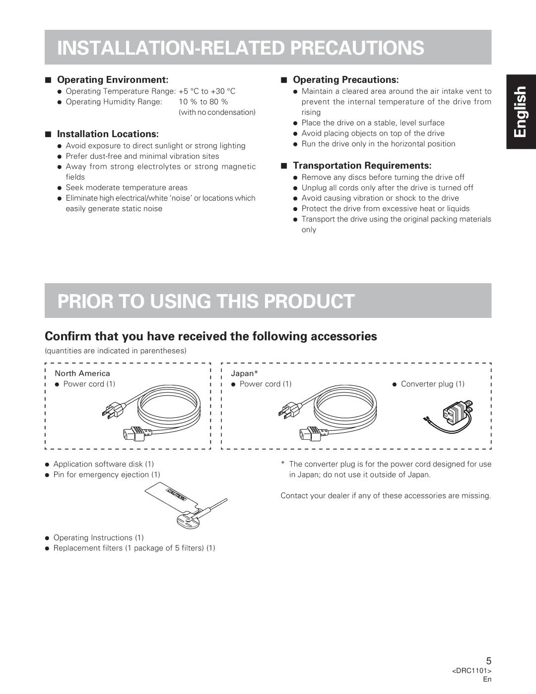 Pioneer DVR-S201 manual INSTALLATION-RELATED Precautions, Prior to Using this Product 