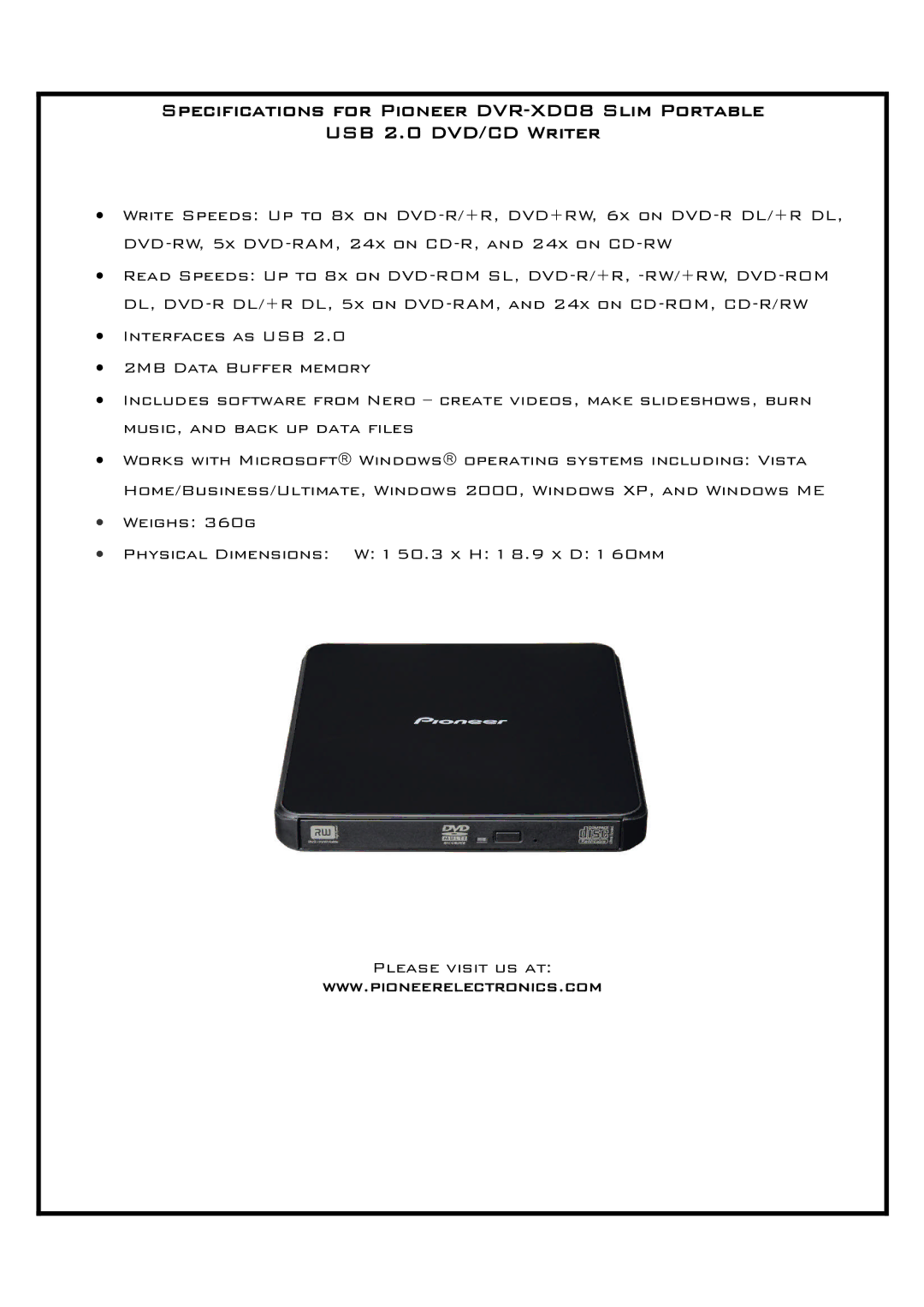 Pioneer DVR-XD08 manual 