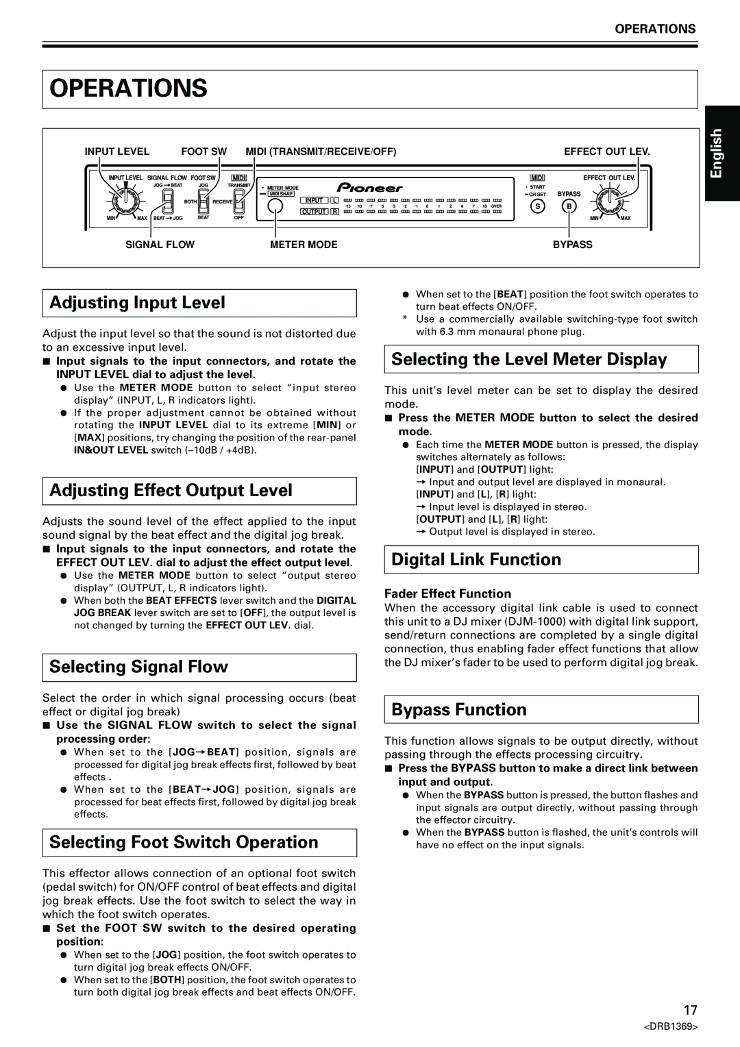 Pioneer EFX-1000 manual Operations 