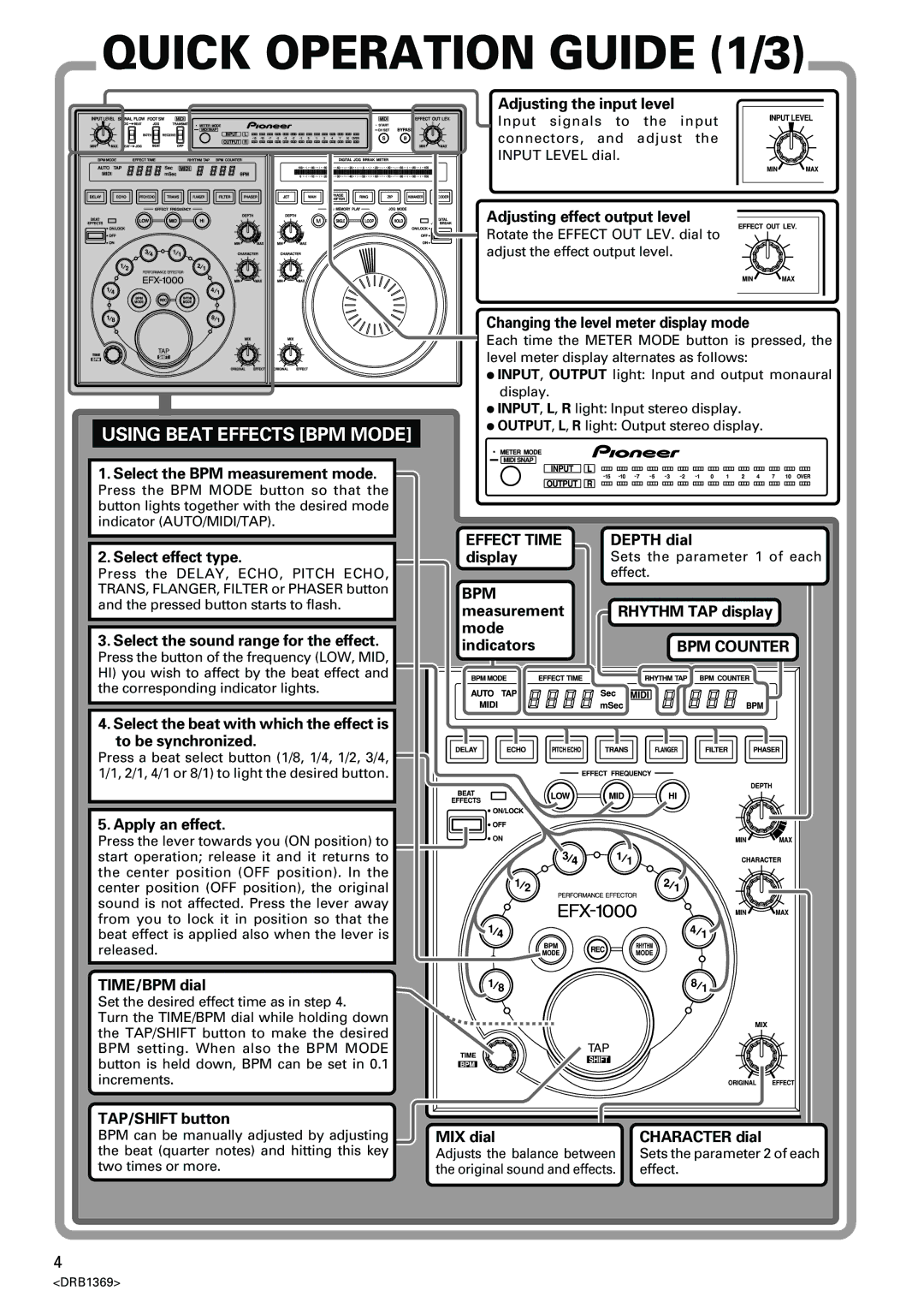 Pioneer EFX-1000 manual Effect Time, Bpm, BPM Counter 