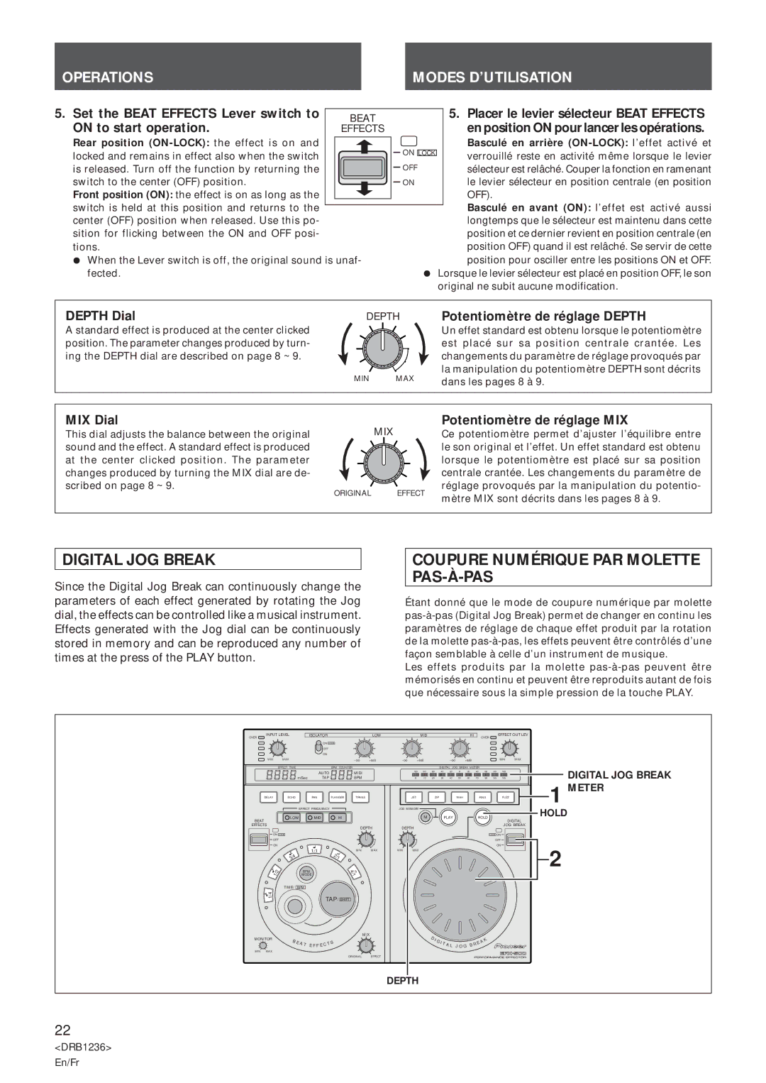 Pioneer Efx-500 operating instructions Digital JOG Break, Coupure Numérique PAR Molette PAS-À-PAS 