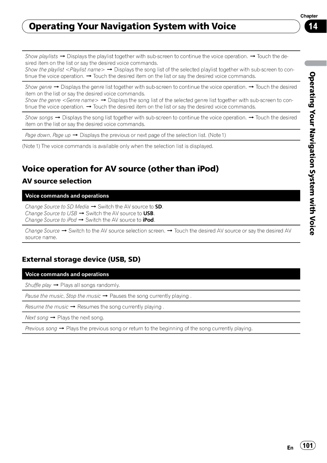 Pioneer F500BT operation manual Voice operation for AV source other than iPod, AV source selection 