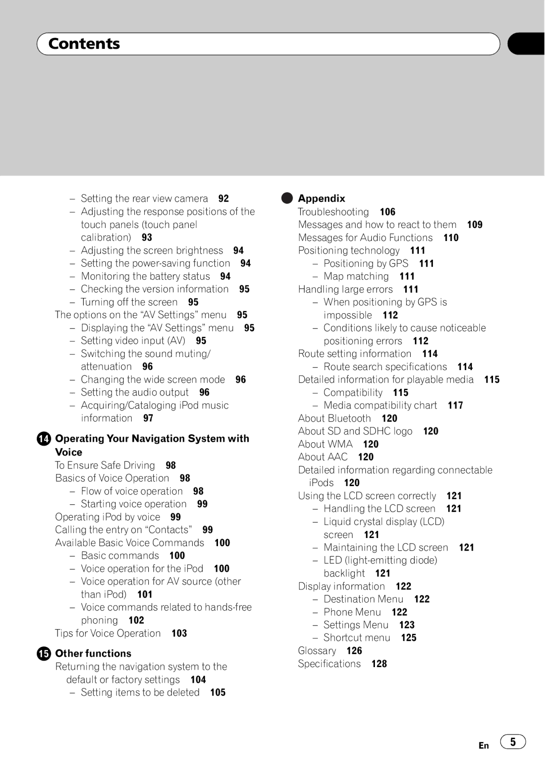 Pioneer F500BT operation manual Switching the sound muting Attenuation, Setting the audio output, Map matching, 114, 121 