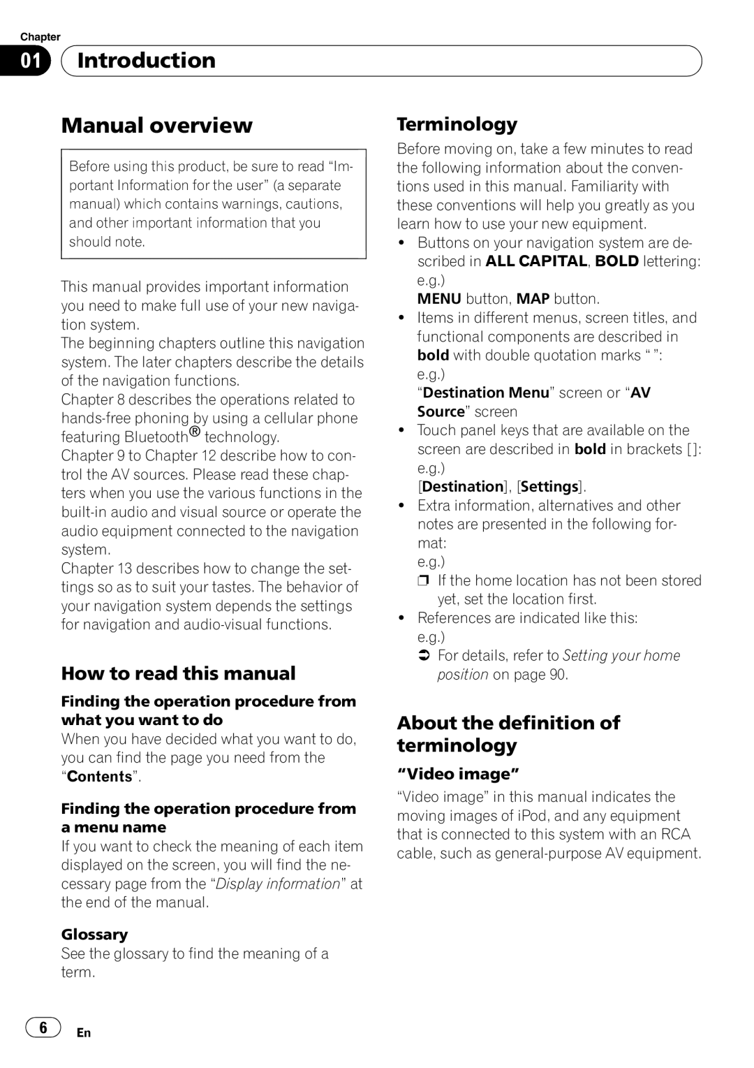 Pioneer F500BT Introduction Manual overview, Terminology, How to read this manual, About the definition of terminology 