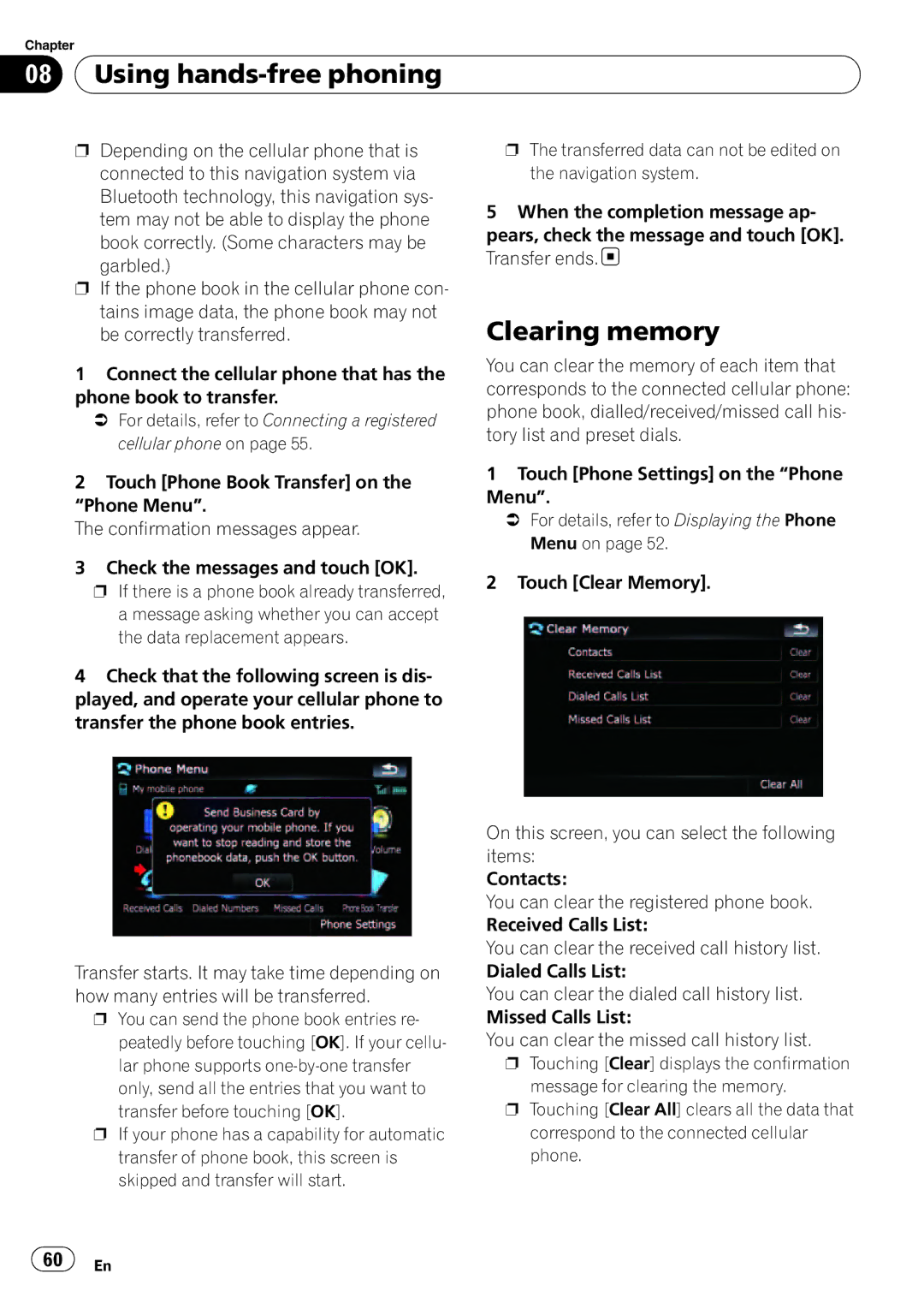 Pioneer F500BT operation manual Clearing memory 