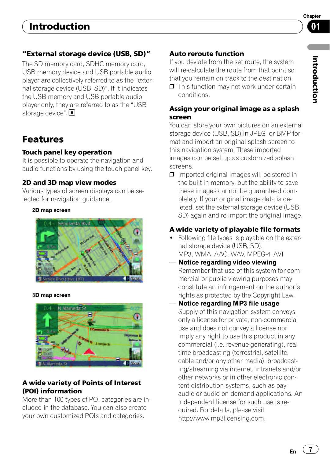 Pioneer F500BT operation manual Introduction, Features, External storage device USB, SD 