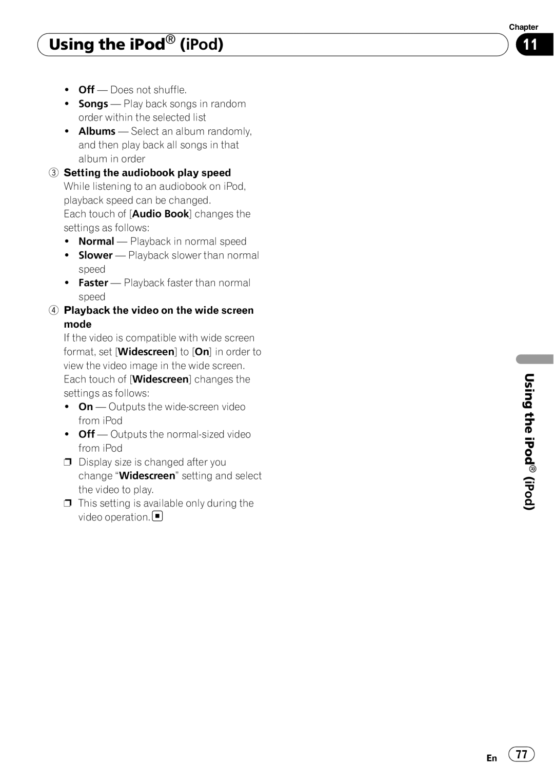 Pioneer F500BT operation manual Using the iPod iPod 