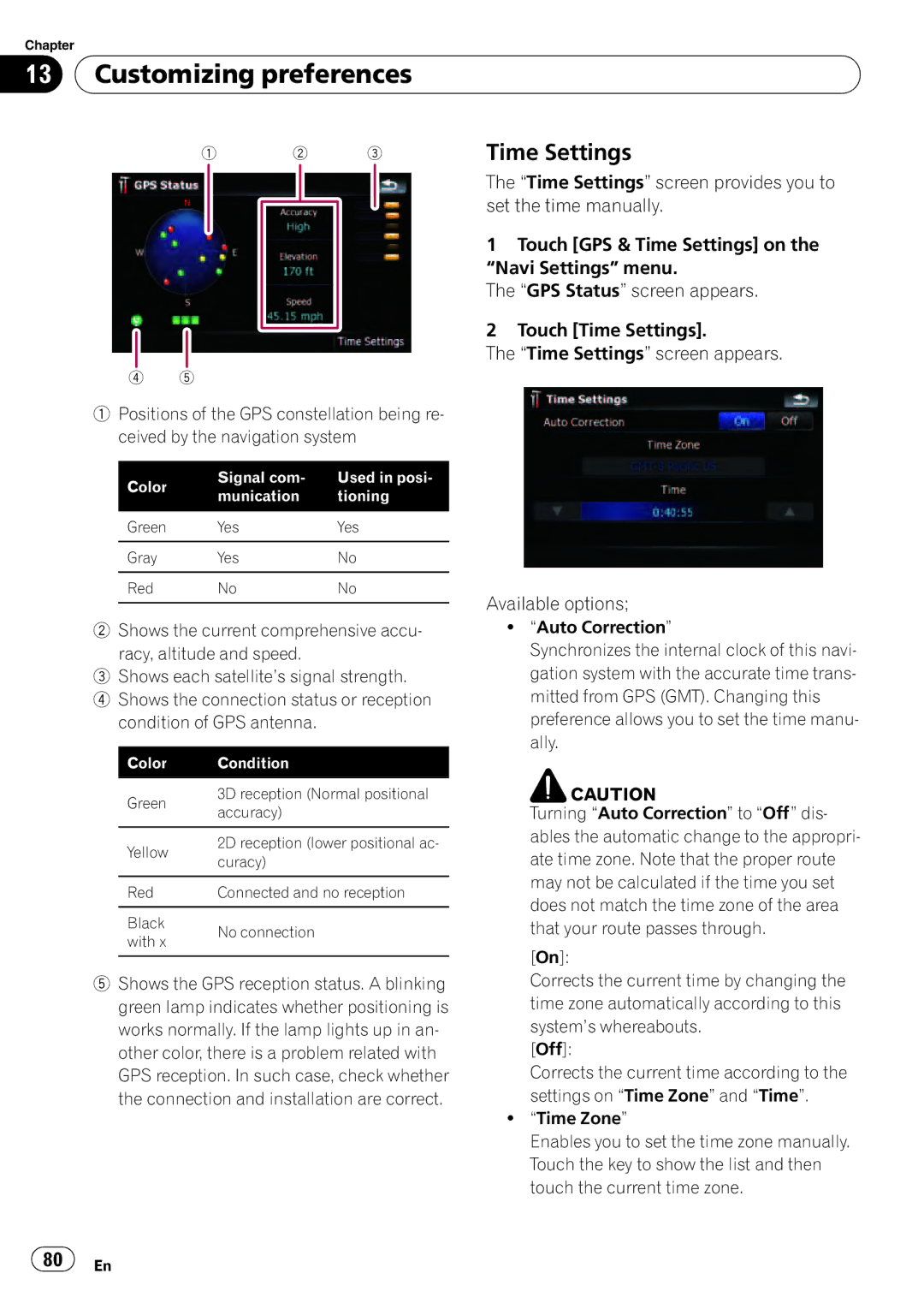 Pioneer F500BT operation manual Customizing preferences, Time Settings 