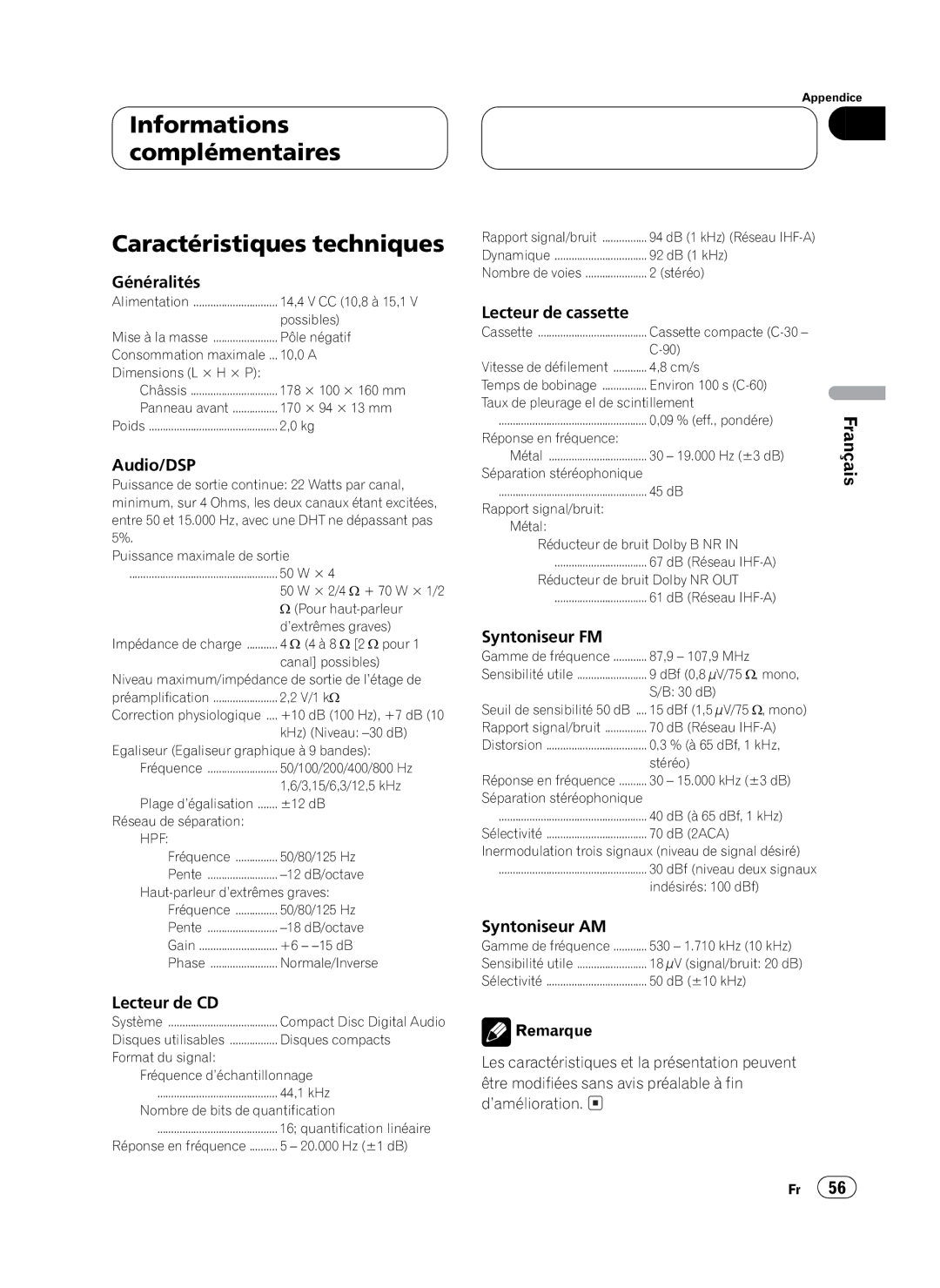 Pioneer FH-P4100 operation manual 