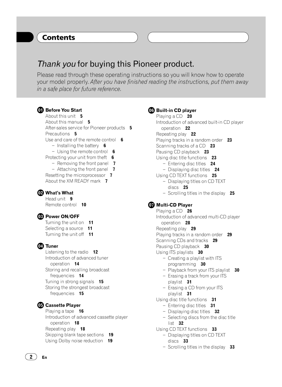 Pioneer FH-P4100 operation manual 