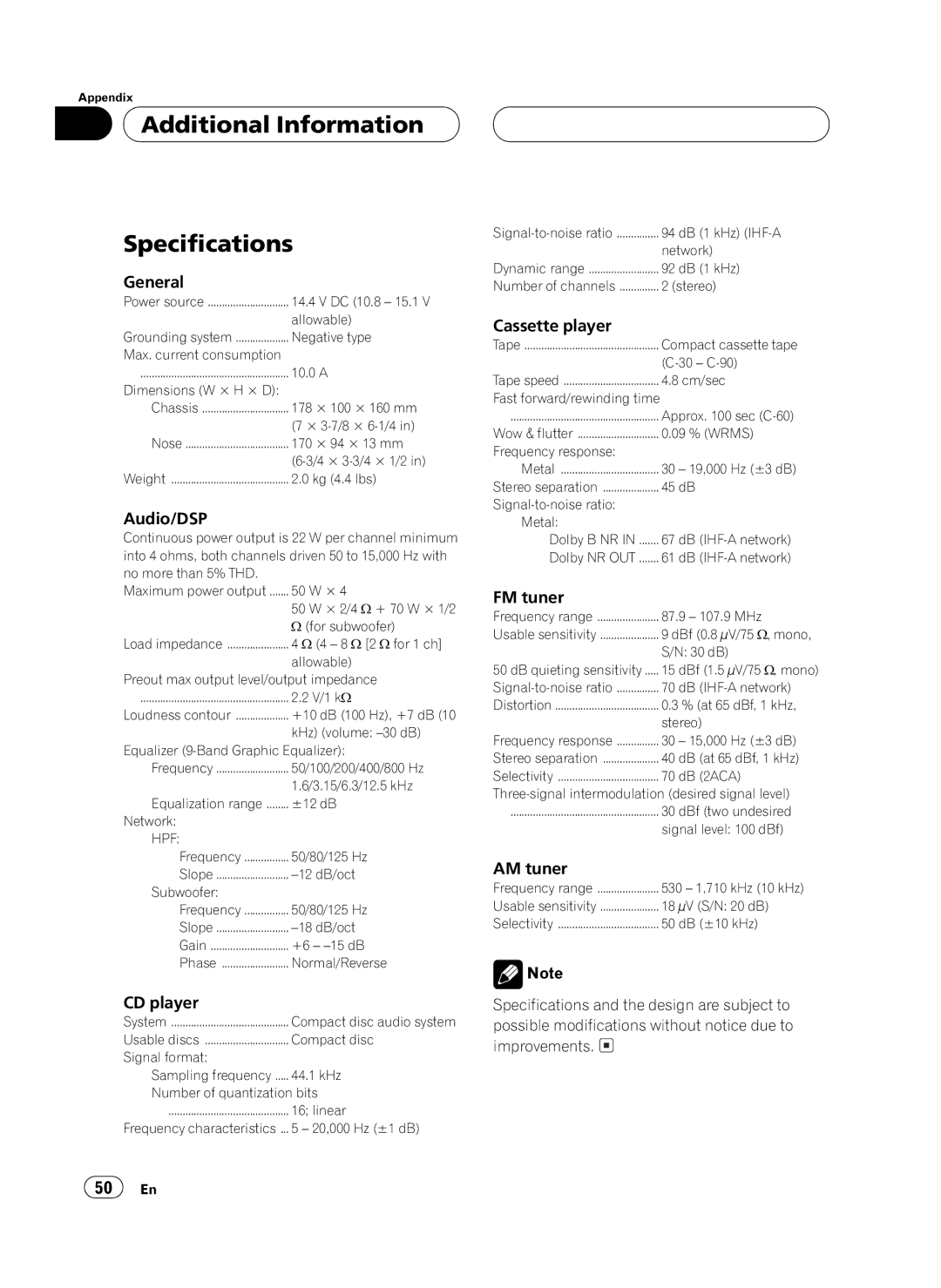 Pioneer FH-P4100 operation manual 