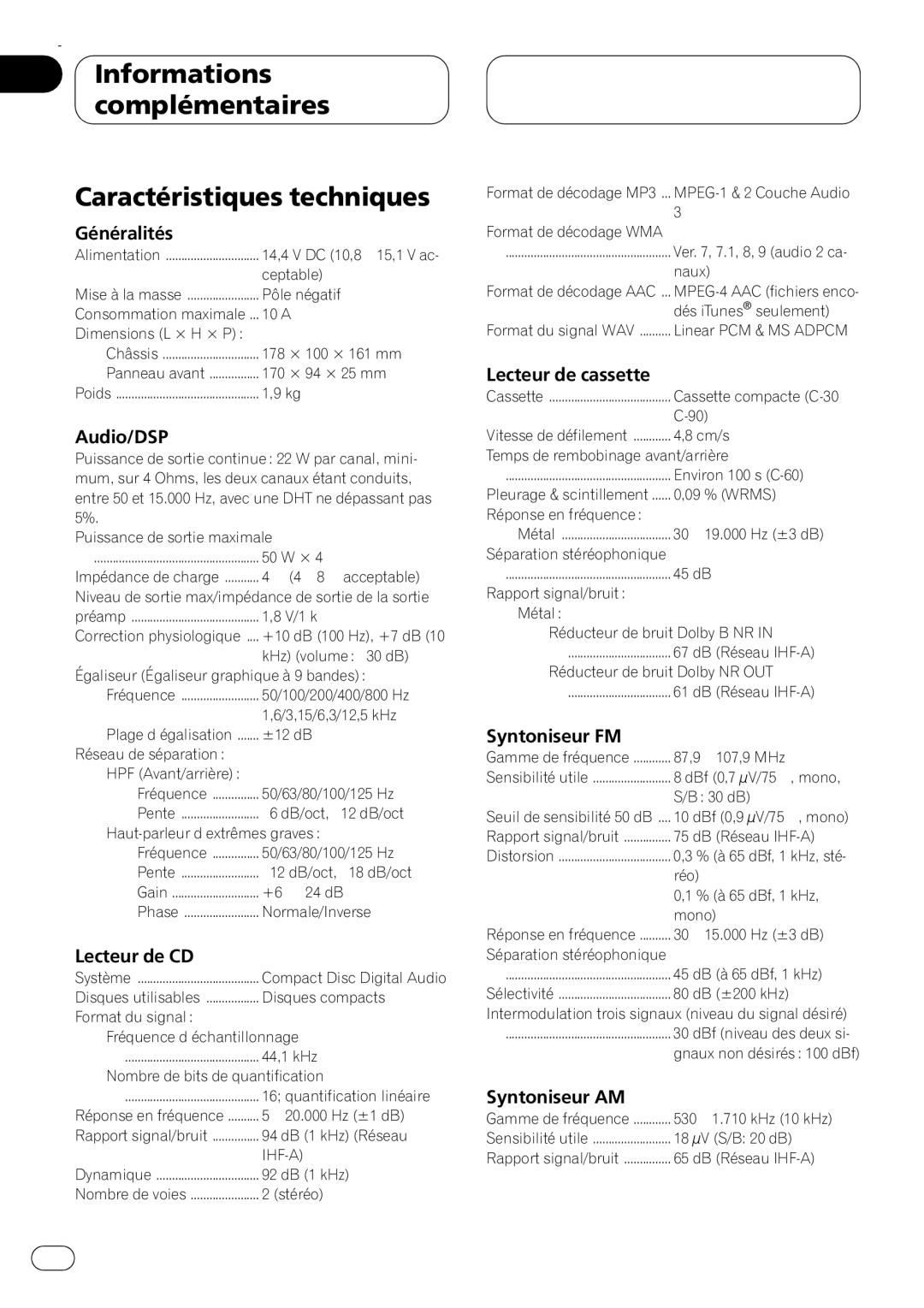 Pioneer FH-P4200MP operation manual 