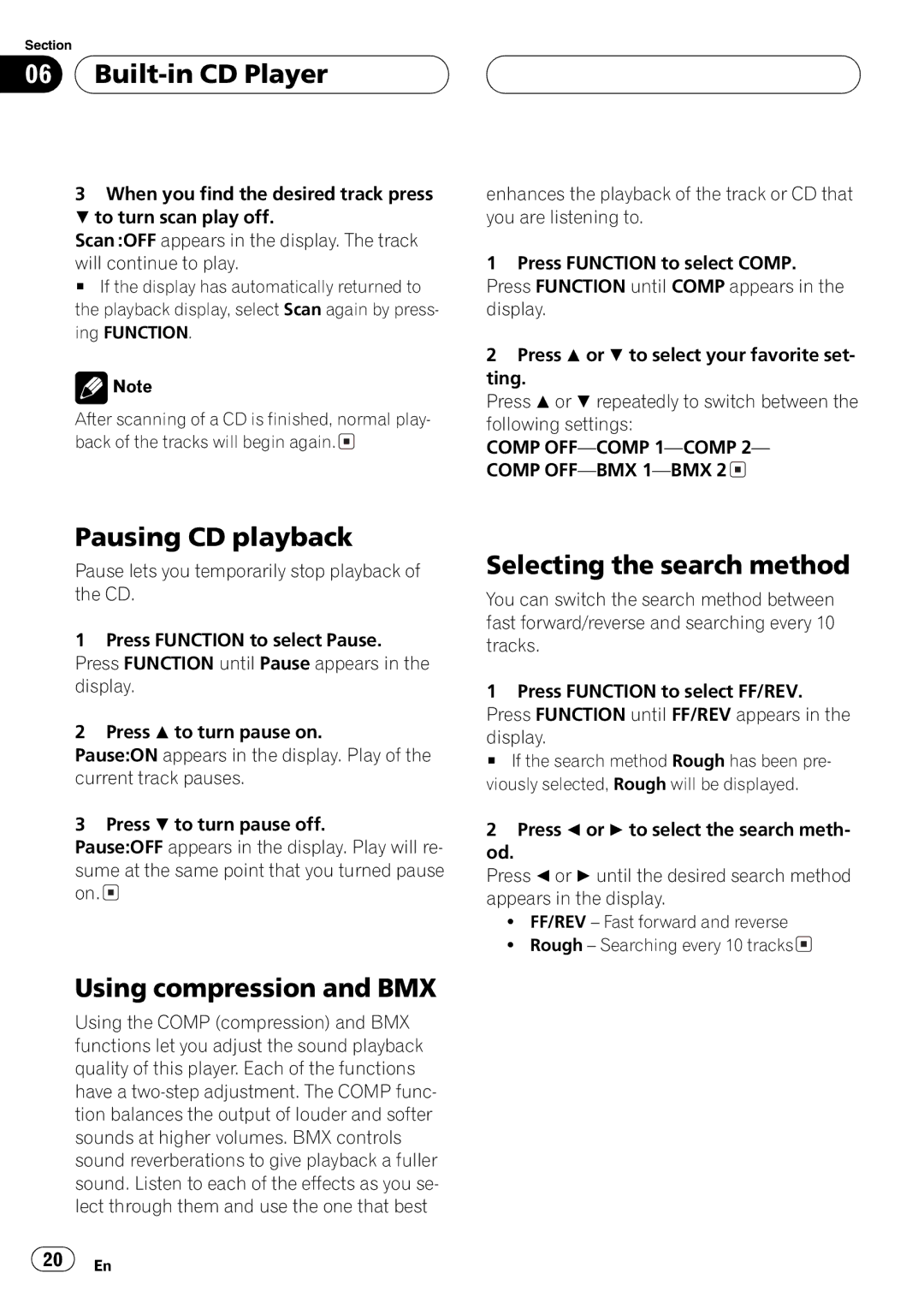 Pioneer FH-P4200MP operation manual 