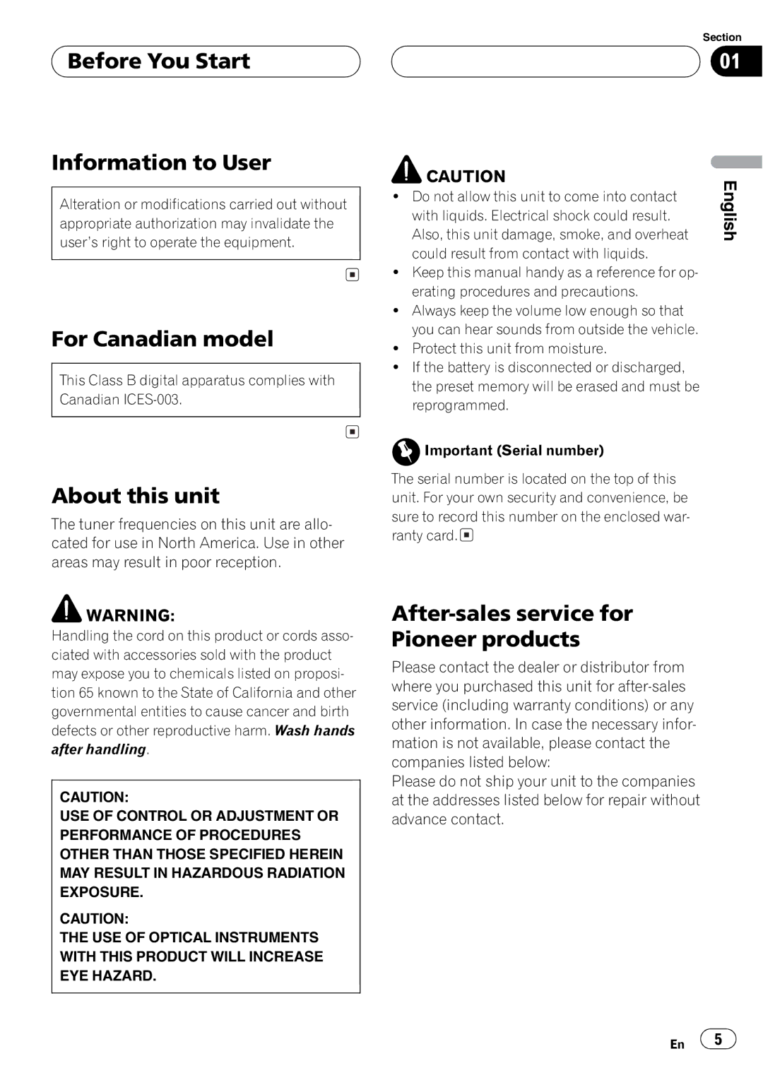 Pioneer FH-P4200MP operation manual 