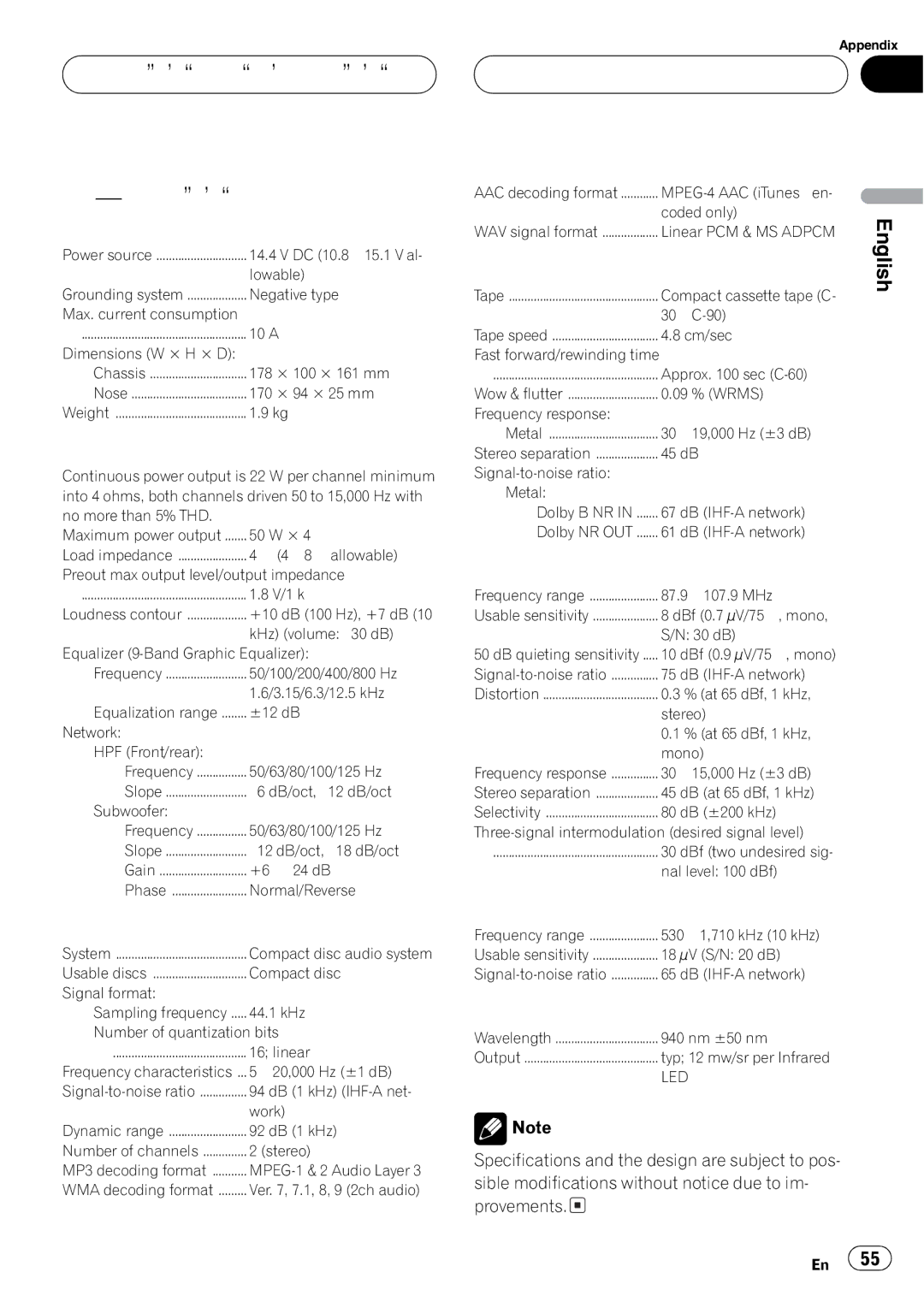 Pioneer FH-P4200MP operation manual 