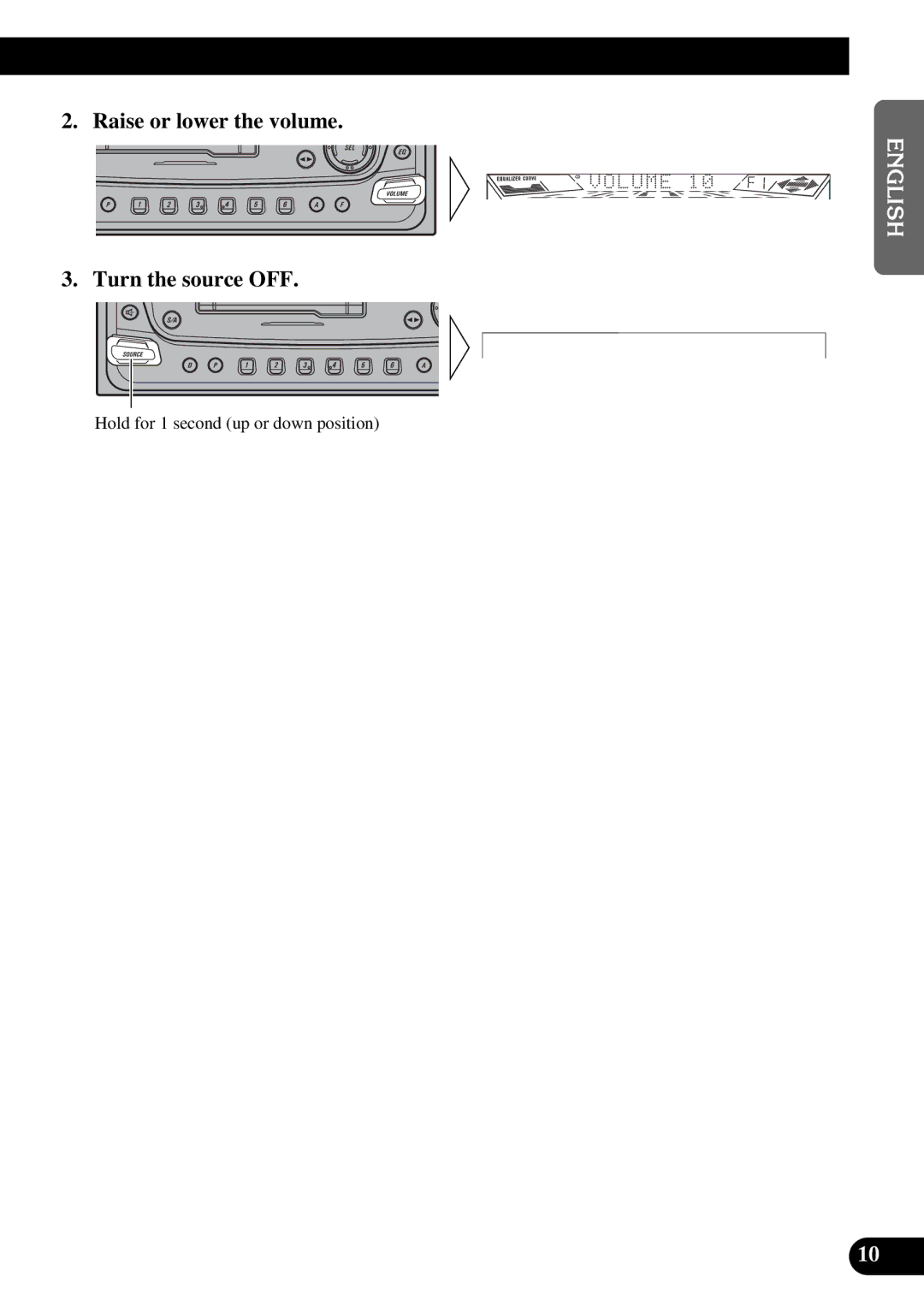 Pioneer FH-P4400 operation manual Raise or lower the volume Turn the source OFF 