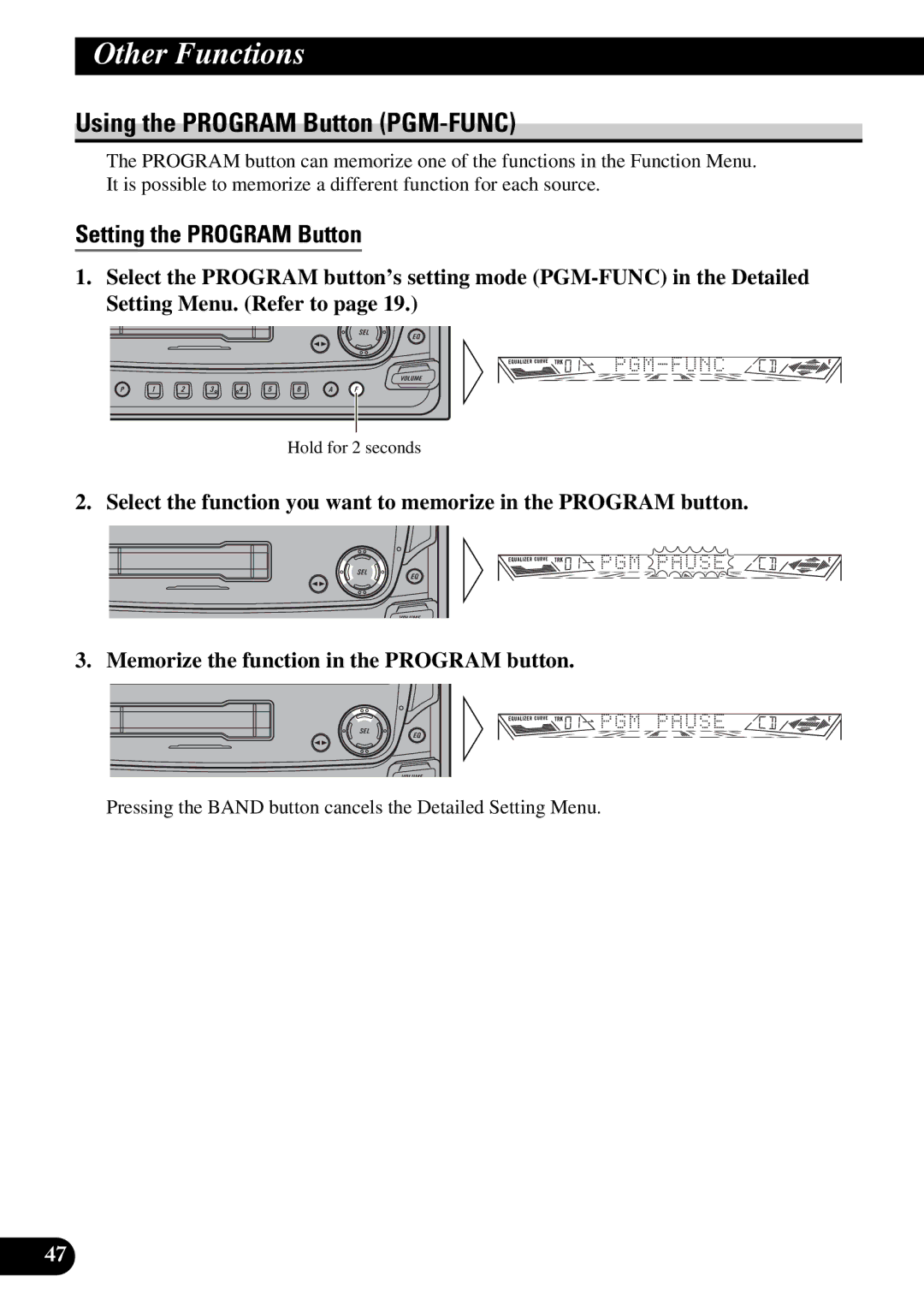 Pioneer FH-P4400 operation manual Using the Program Button PGM-FUNC, Setting the Program Button 