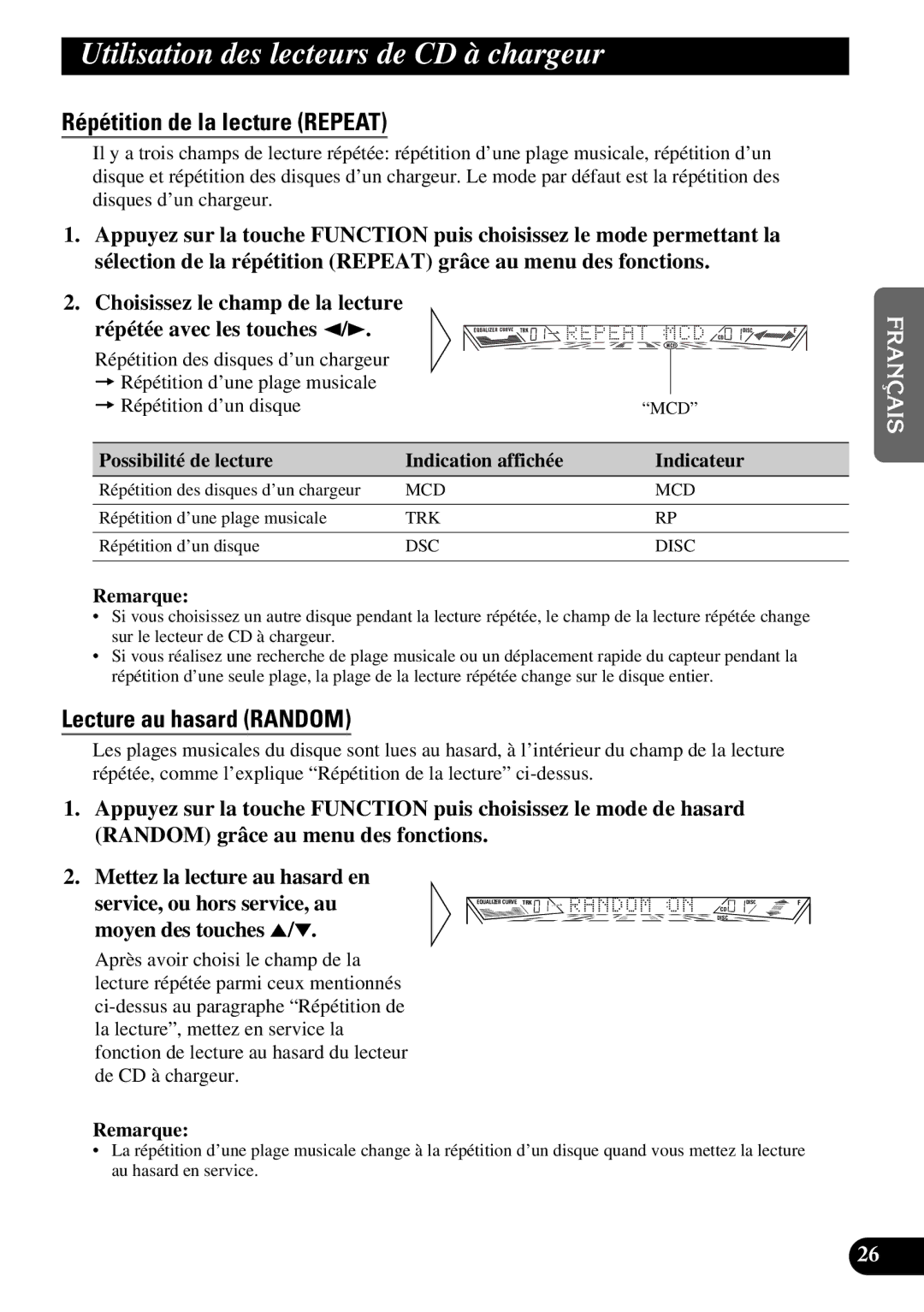 Pioneer FH-P4400 operation manual Utilisation des lecteurs de CD à chargeur, Moyen des touches 5/ ∞ 