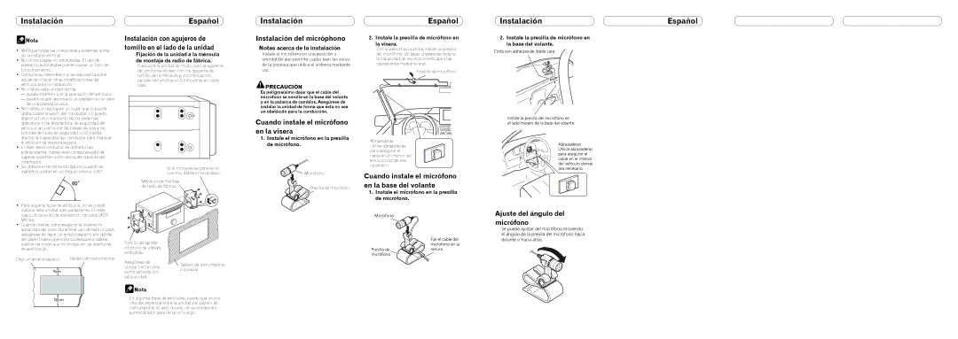 Pioneer FH-P8000BT installation manual Instalación Español 