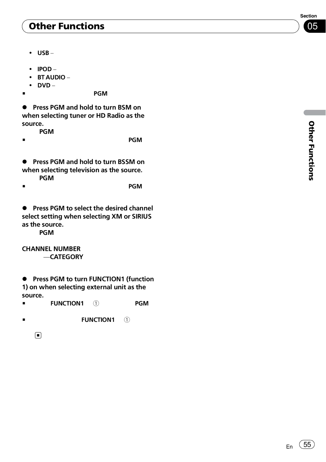 Pioneer FH-P800BT operation manual Other Functions 