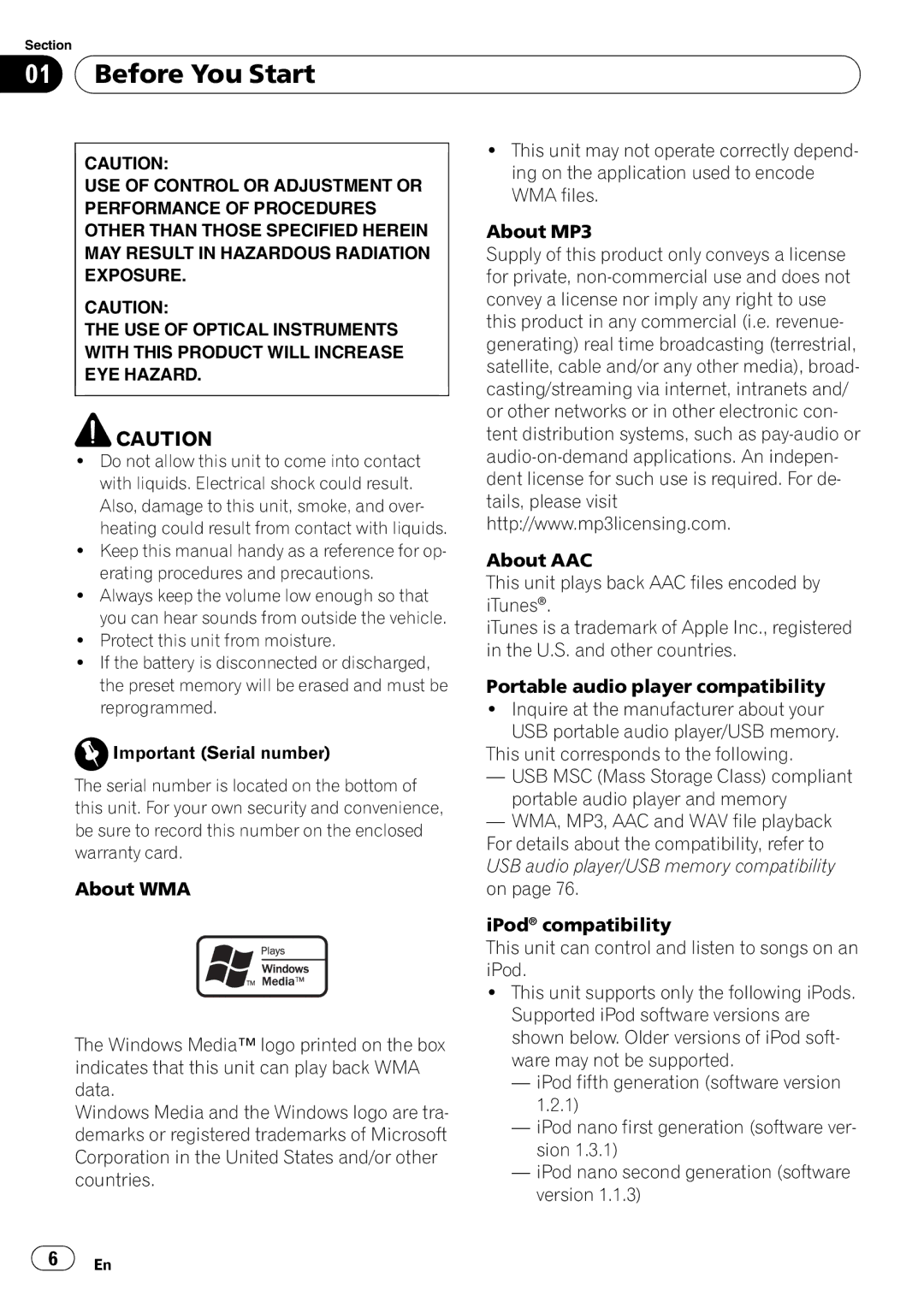 Pioneer FH-P800BT operation manual Before You Start 