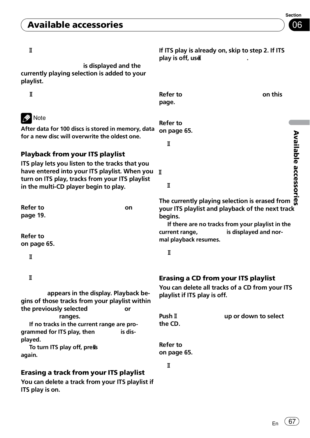 Pioneer FH-P800BT operation manual Playback from your ITS playlist, Erasing a track from your ITS playlist 