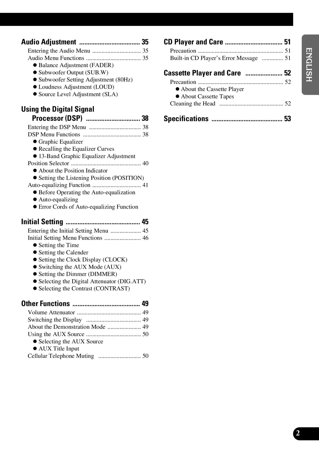 Pioneer FH-P8800 operation manual Using the Digital Signal, Audio Adjustment 