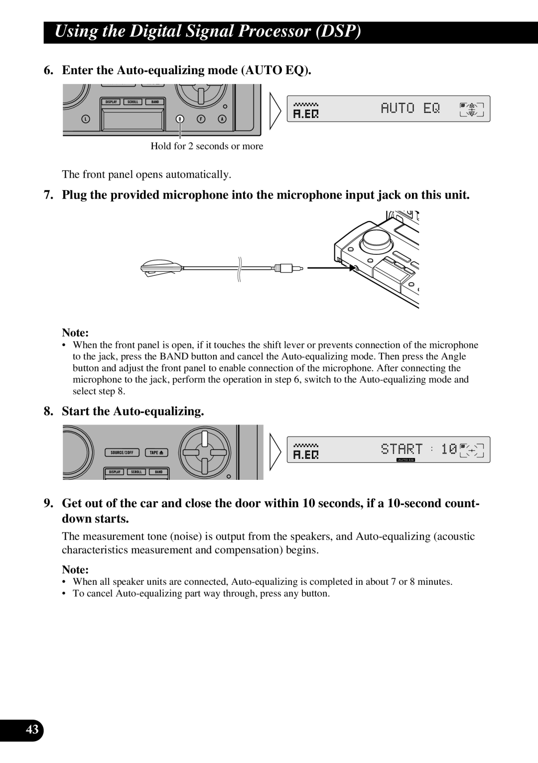 Pioneer FH-P8800 operation manual Enter the Auto-equalizing mode Auto EQ 