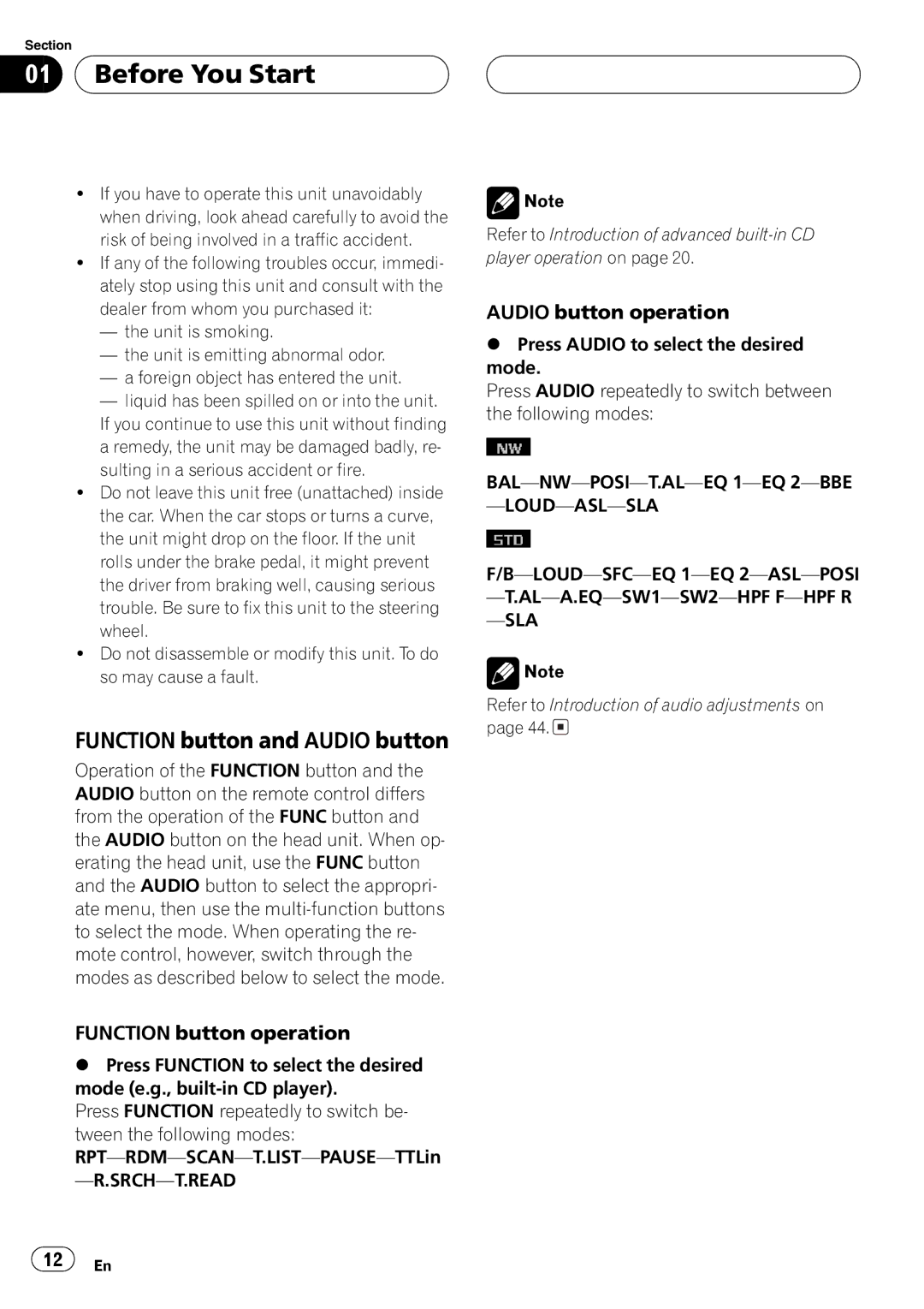 Pioneer FH-P9200MP operation manual 