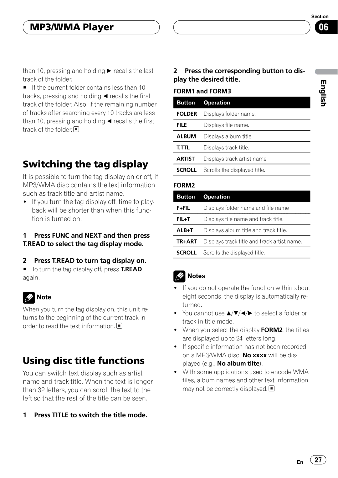 Pioneer FH-P9200MP operation manual 