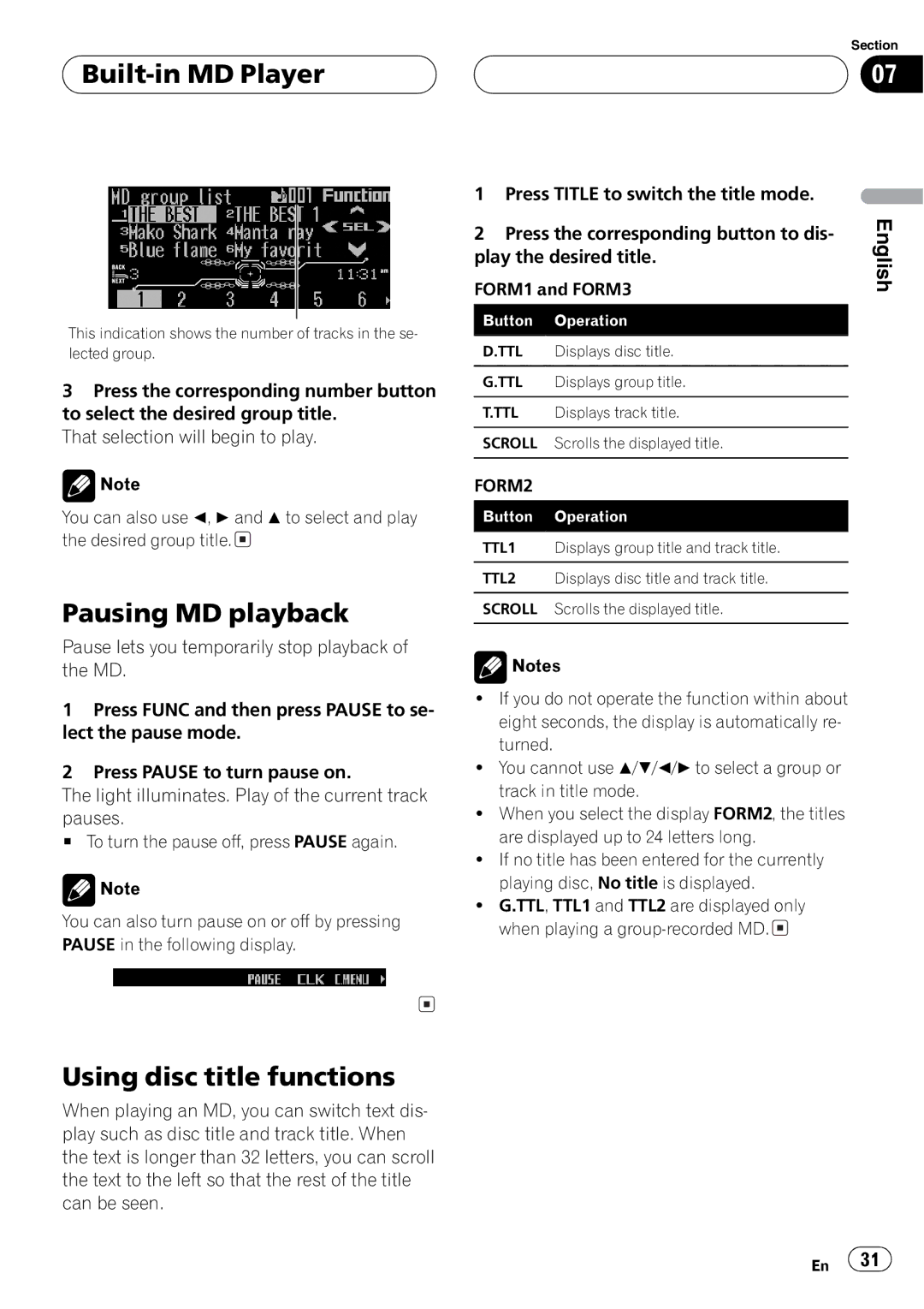 Pioneer FH-P9200MP operation manual 