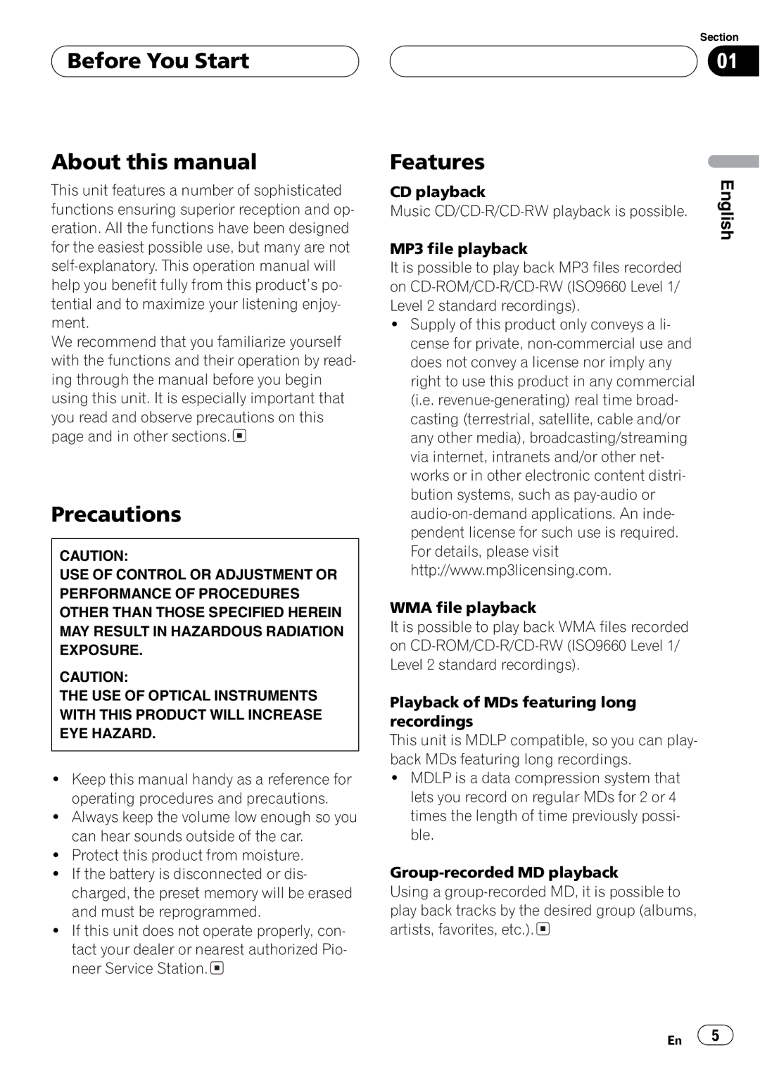 Pioneer FH-P9200MP operation manual 