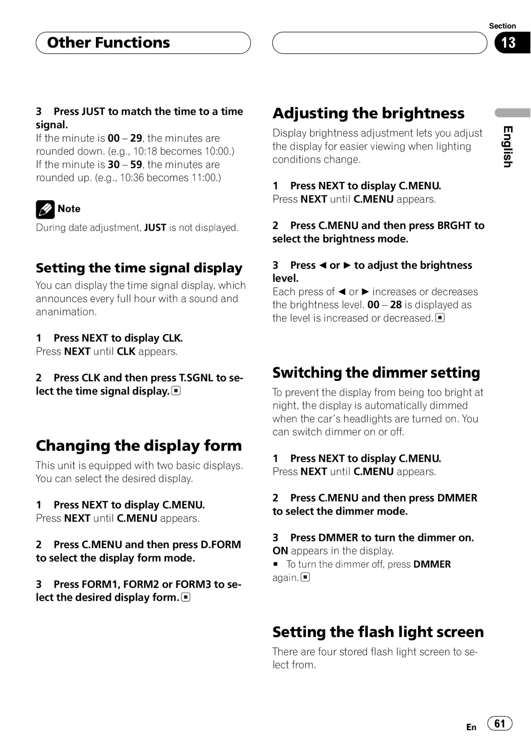 Pioneer FH-P9200MP operation manual 